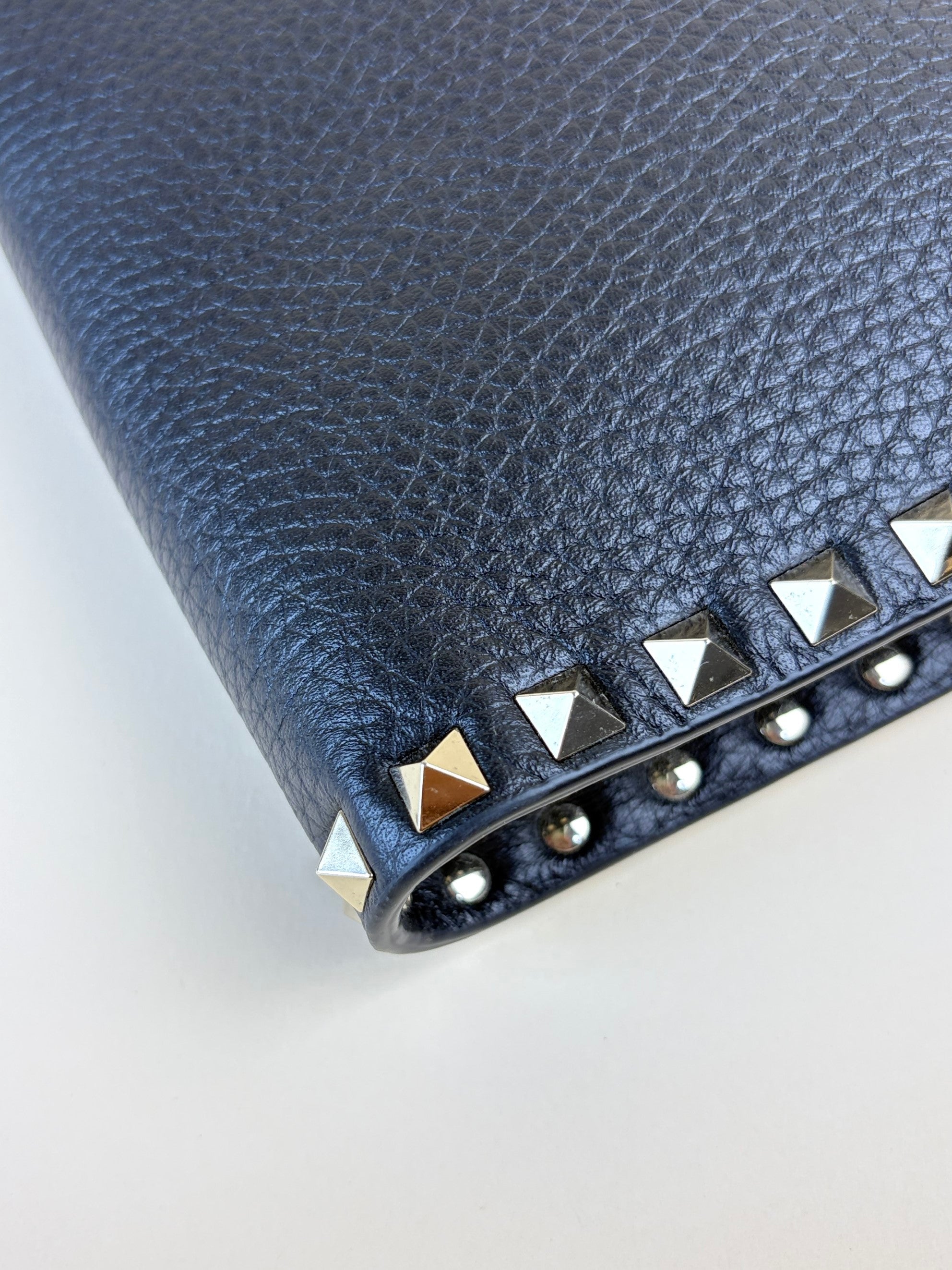 Valentino black pebbled Rock stud Zipped pouch
