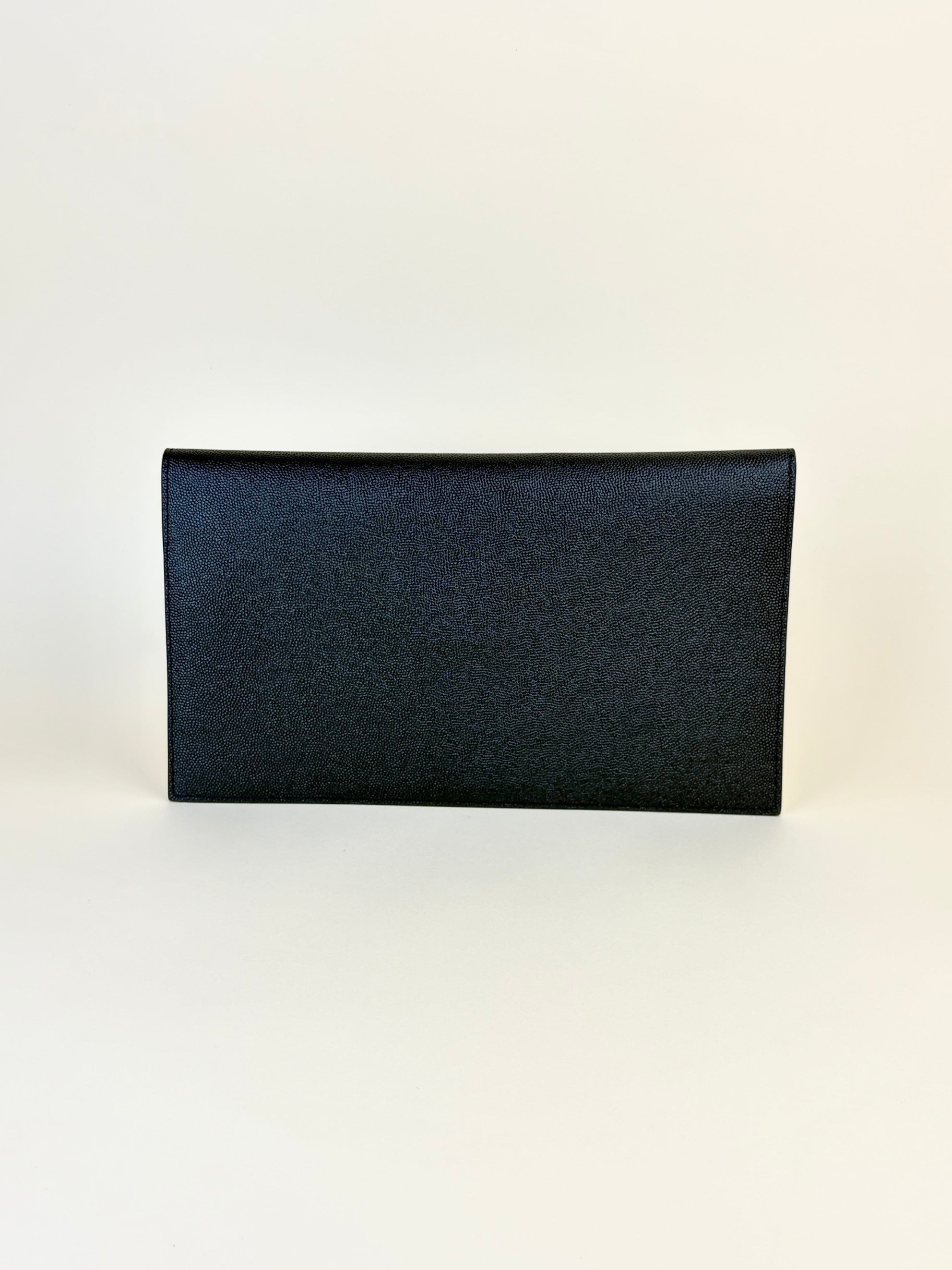 YSL black grain Poudre leather uptown pouch