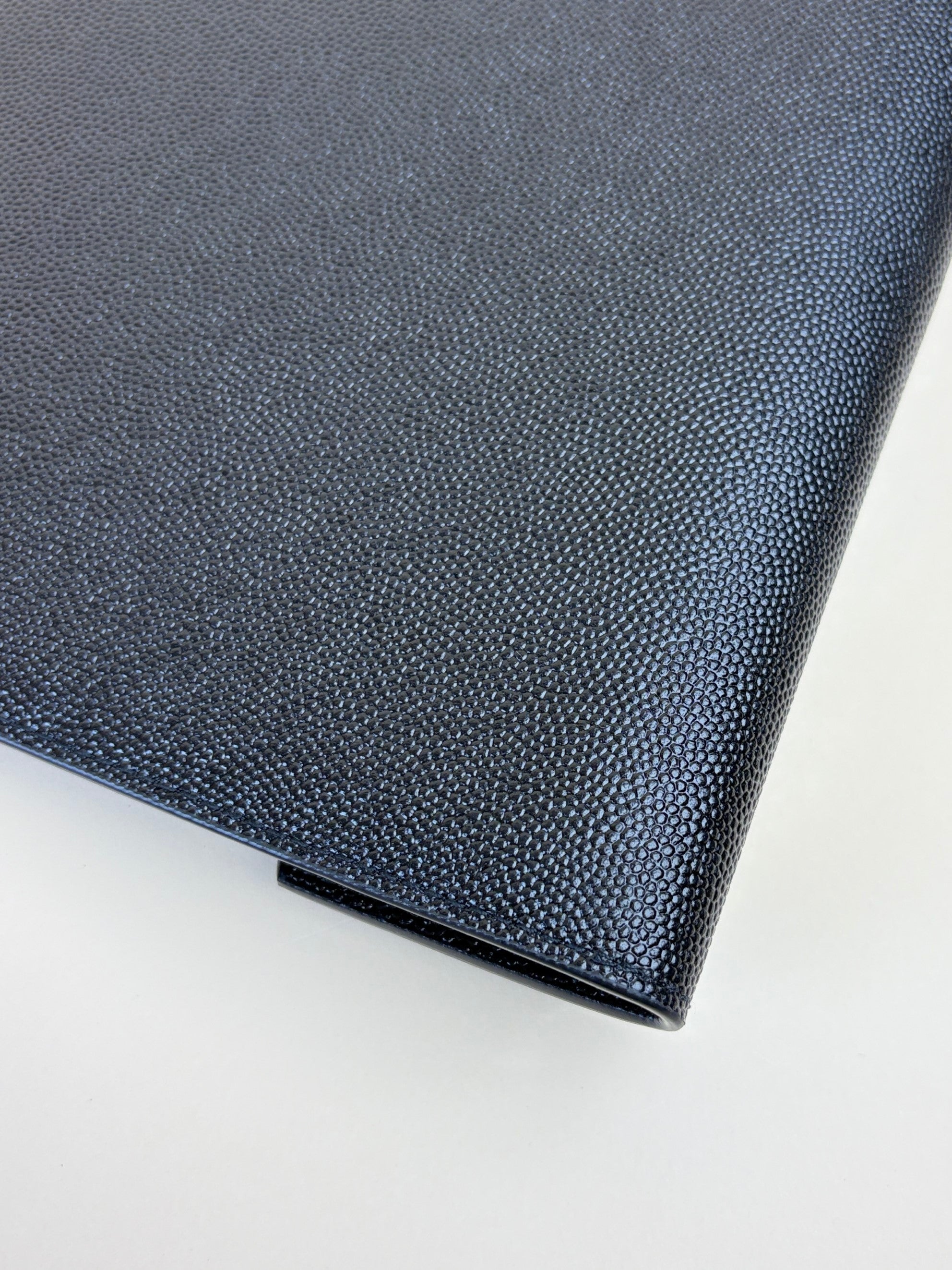 YSL black grain Poudre leather uptown pouch