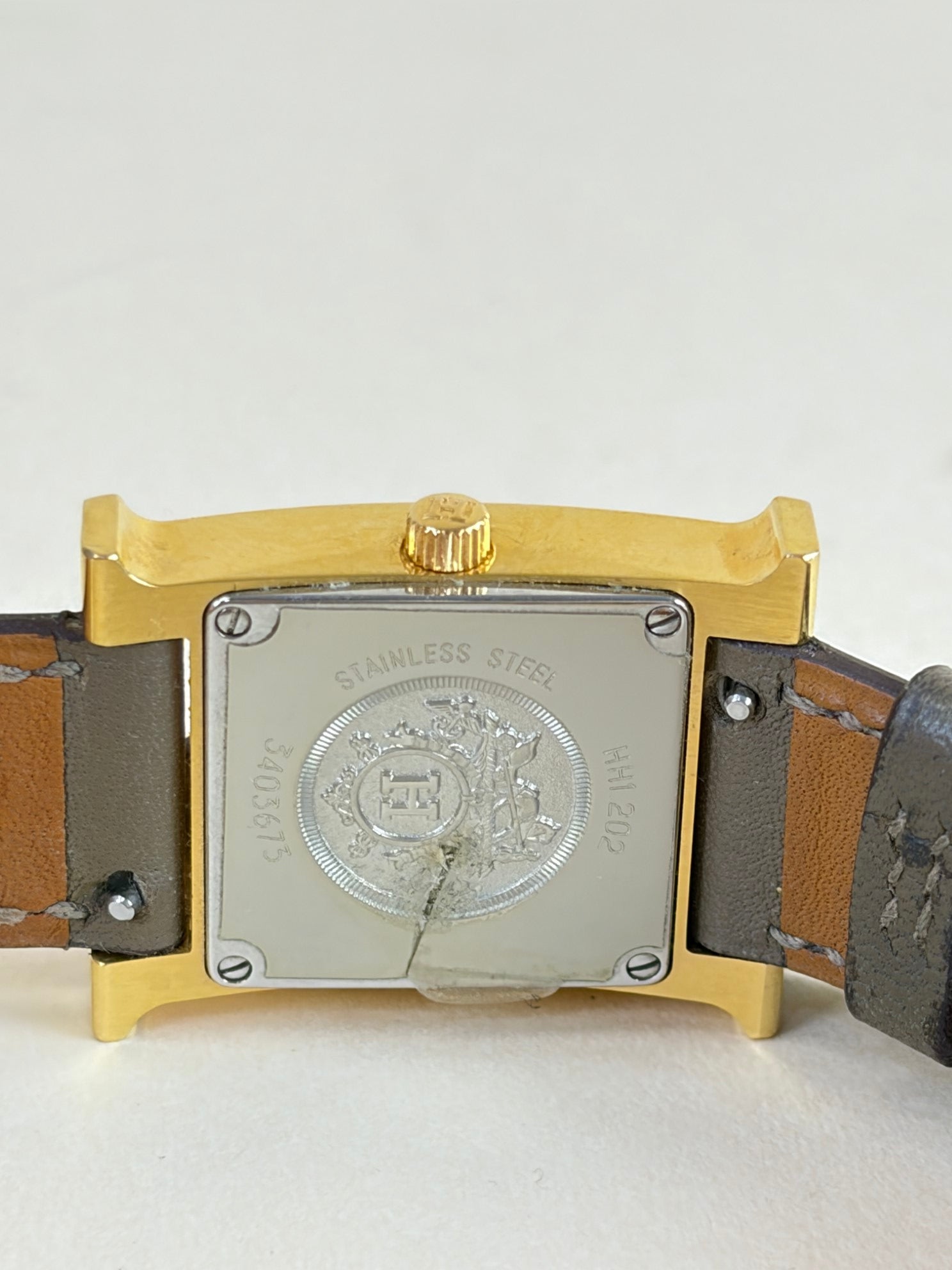 Hermes Gold Plated Steel Heure H Mini 21 mm Double Tour Watch