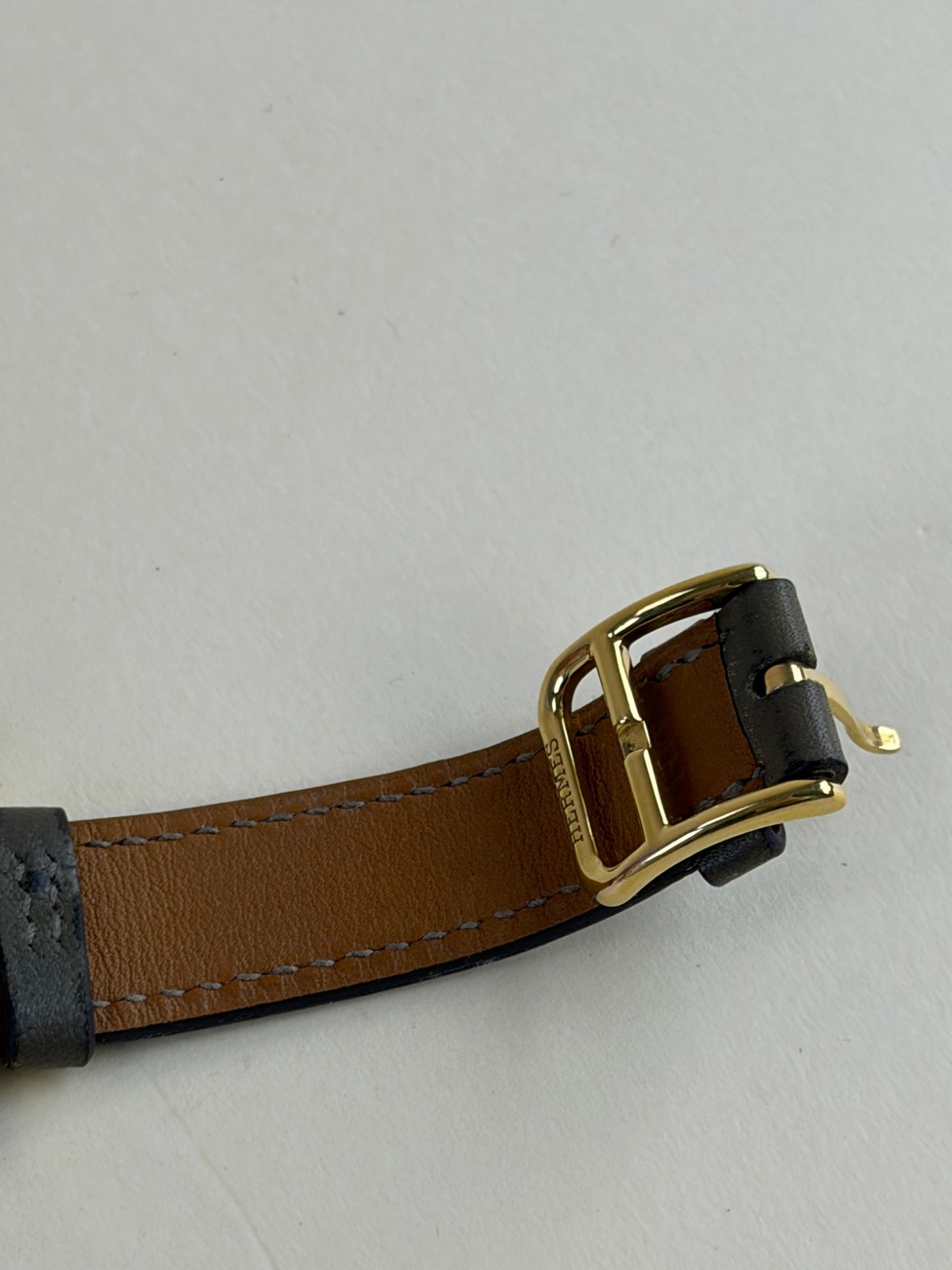 Hermes Gold Plated Steel Heure H Mini 21 mm Double Tour Watch