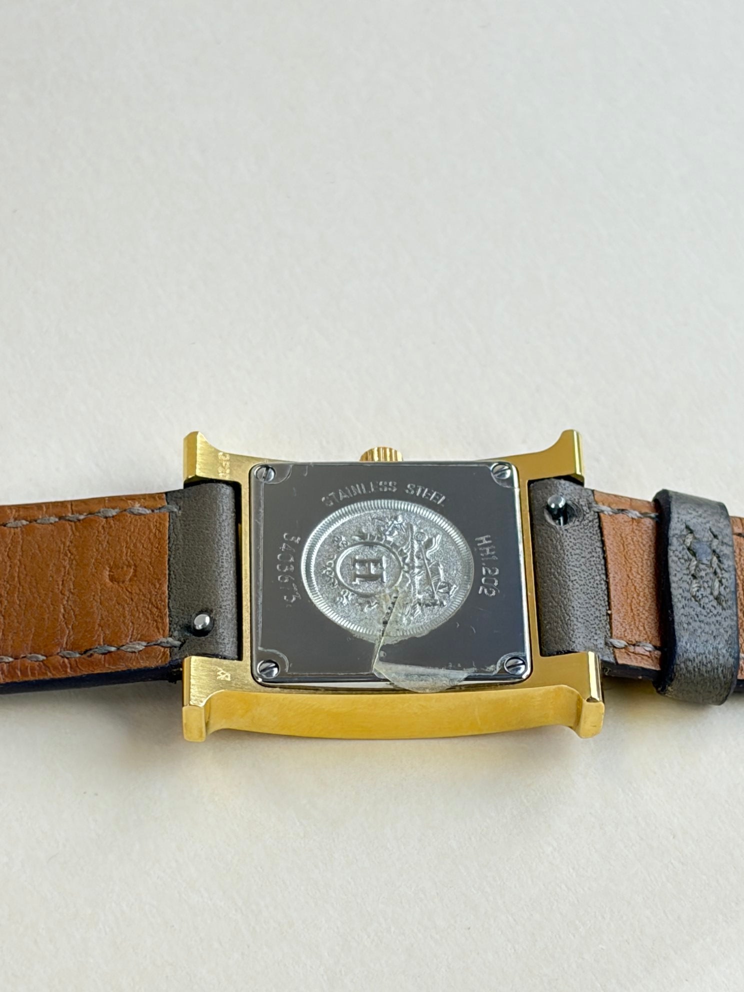 Hermes Gold Plated Steel Heure H Mini 21 mm Double Tour Watch