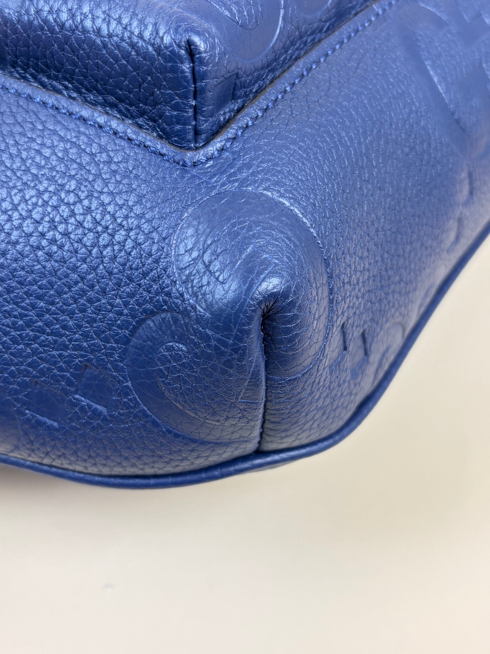 Gucci Blue Embossed Piuma Jumbo GG Pocket Bag