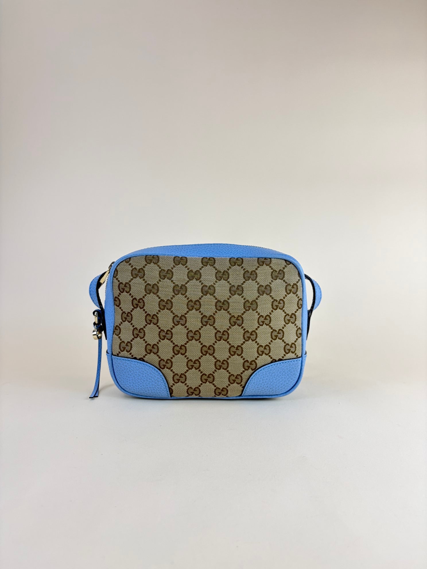 Gucci Light Blue GG Mini Bree Monogram Messenger Camera Bag