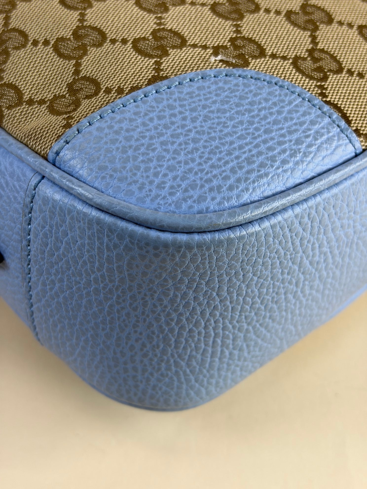 Gucci Light Blue GG Mini Bree Monogram Messenger Camera Bag