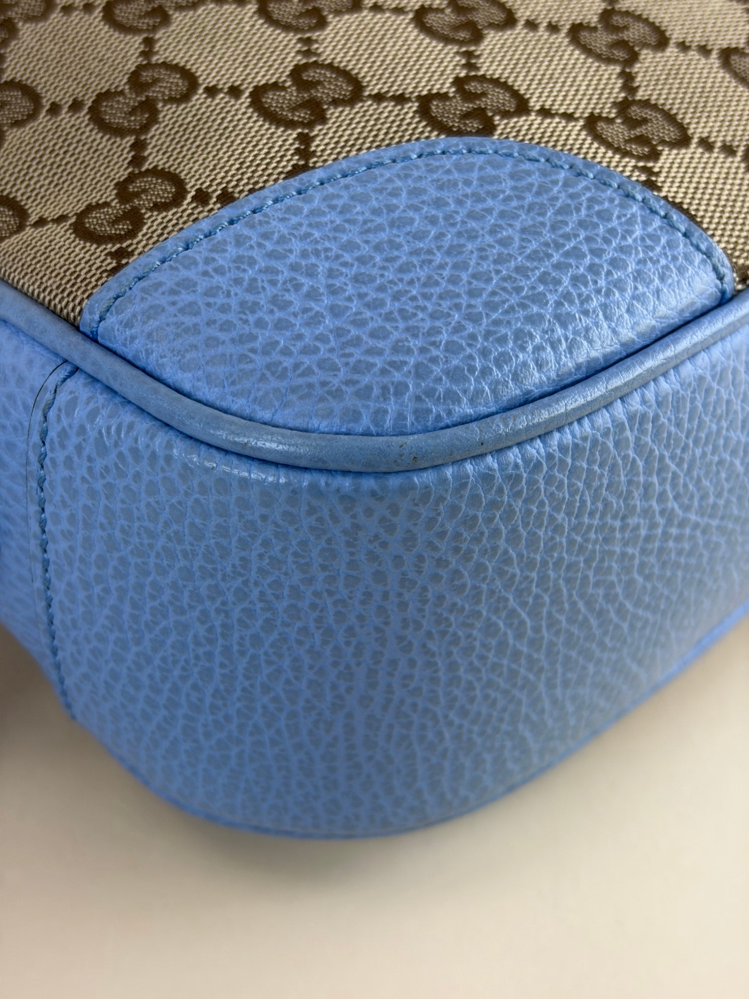 Gucci Light Blue GG Mini Bree Monogram Messenger Camera Bag