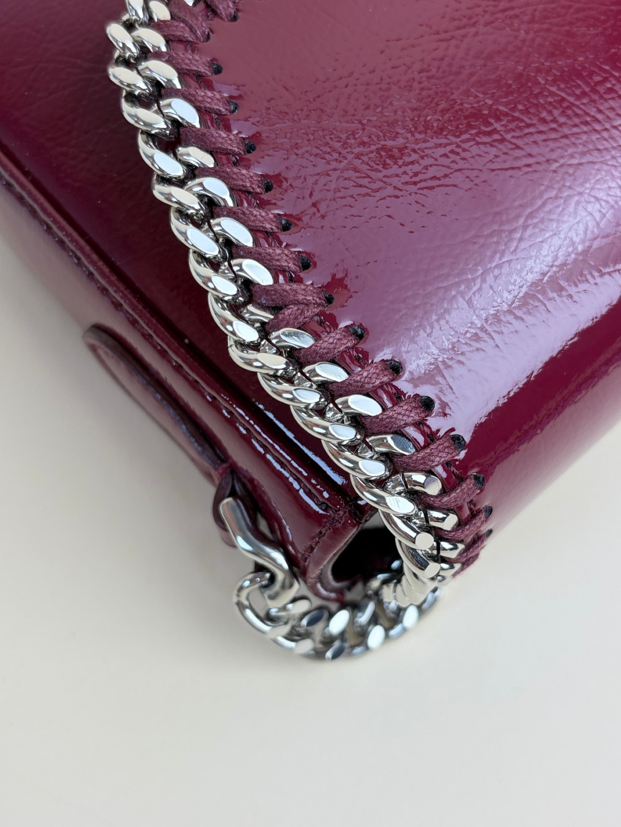 stella McCartney falabella box burgundy leather