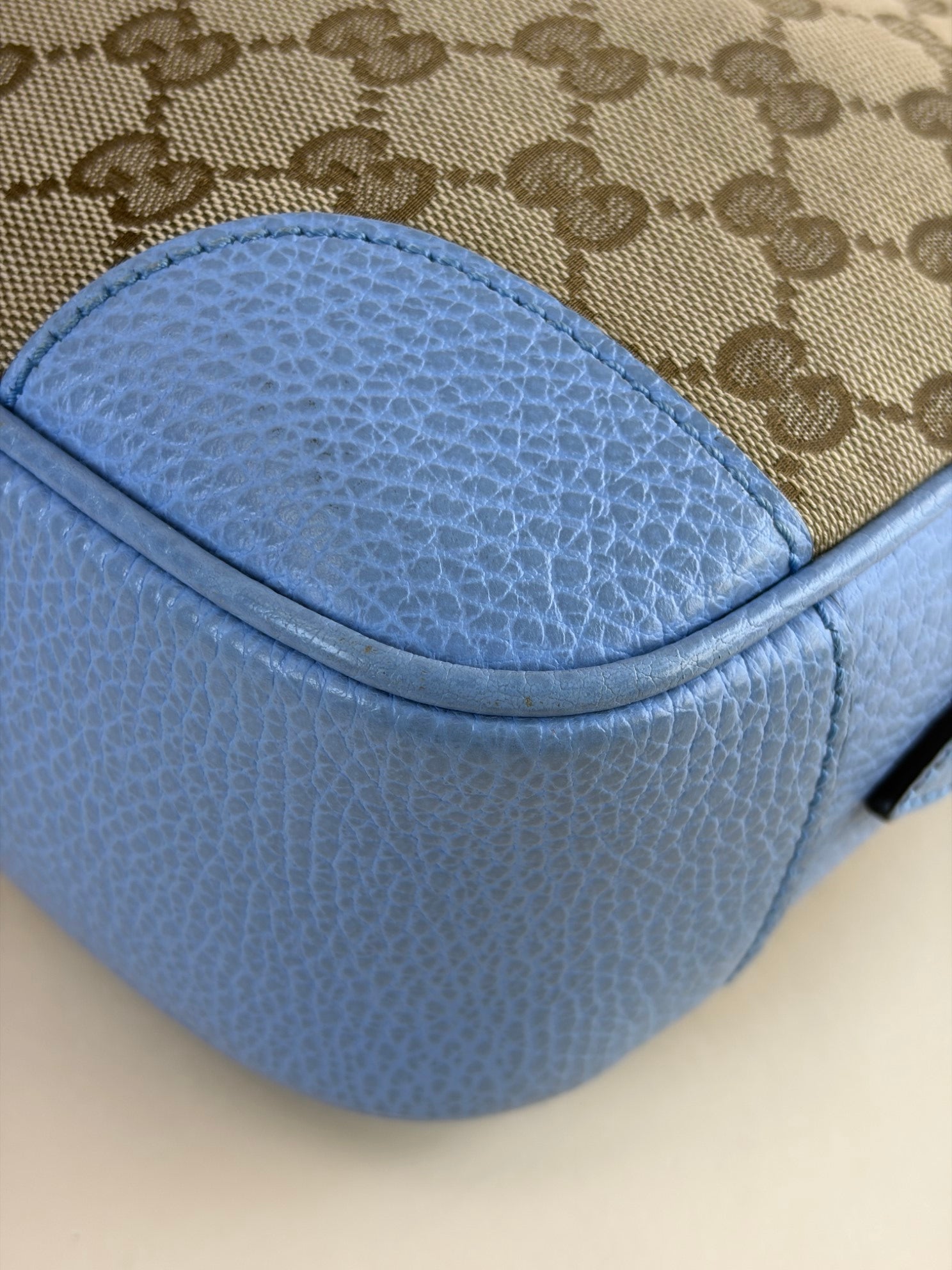 Gucci Light Blue GG Mini Bree Monogram Messenger Camera Bag