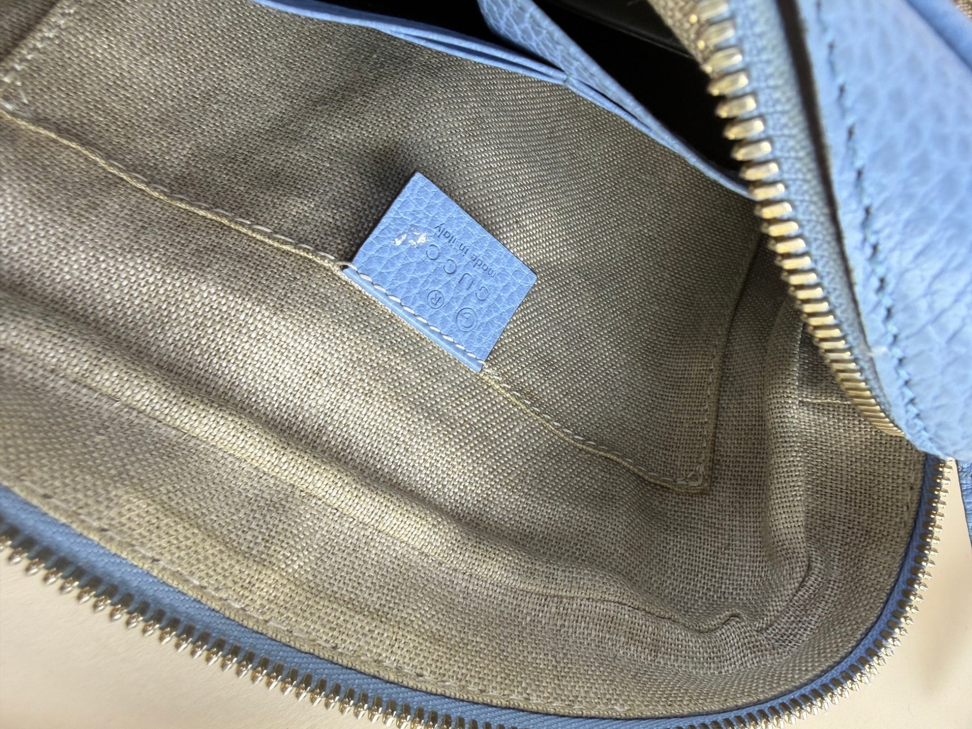 Gucci Light Blue GG Mini Bree Monogram Messenger Camera Bag