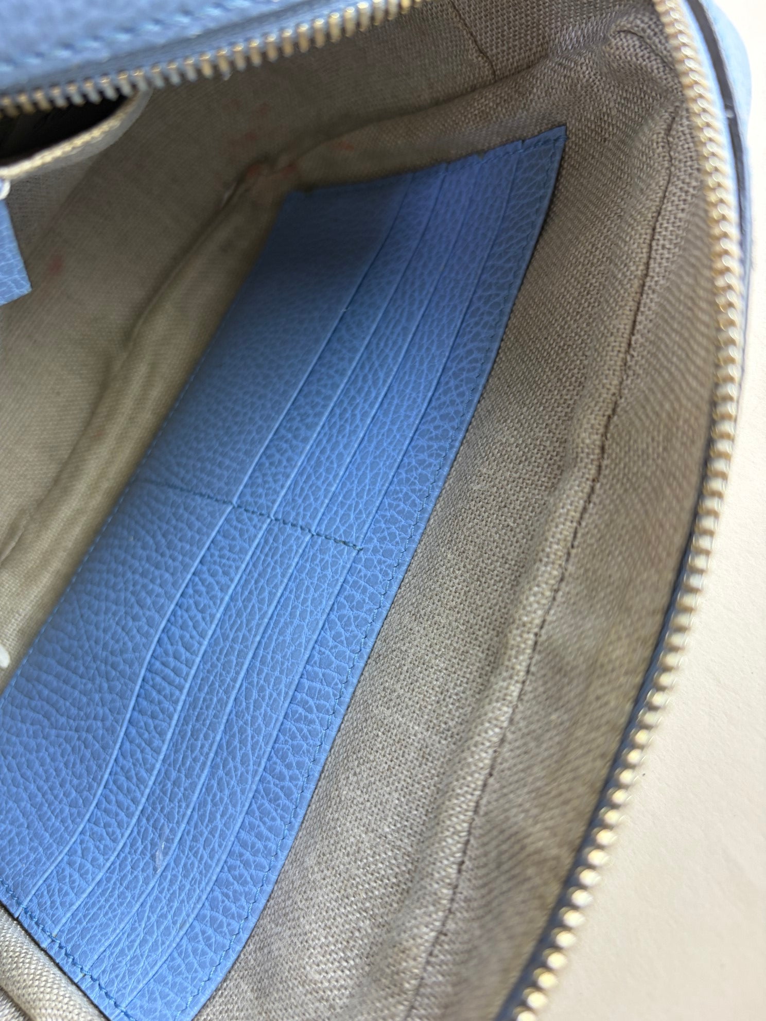 Gucci Light Blue GG Mini Bree Monogram Messenger Camera Bag