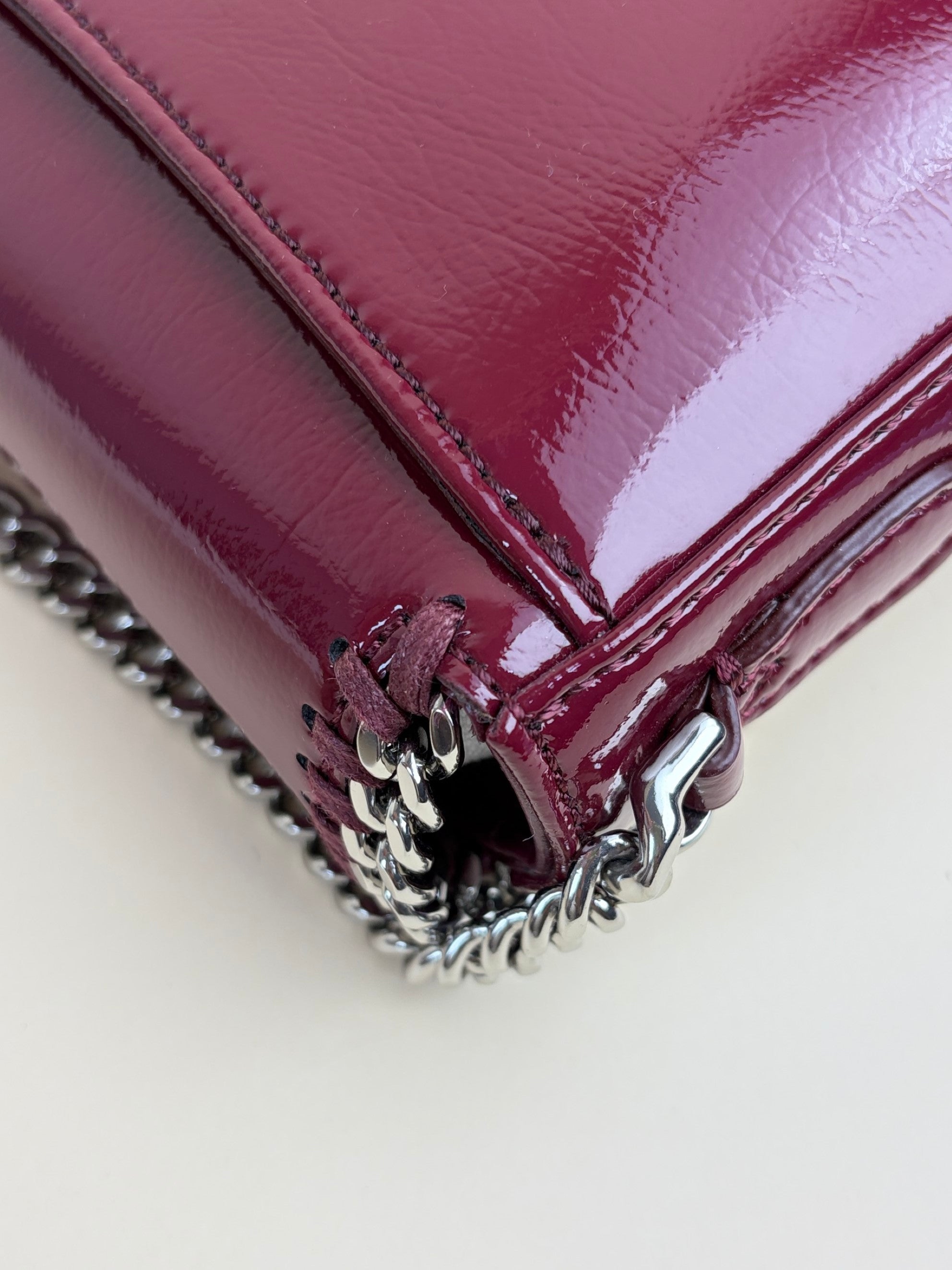 stella McCartney falabella box burgundy leather
