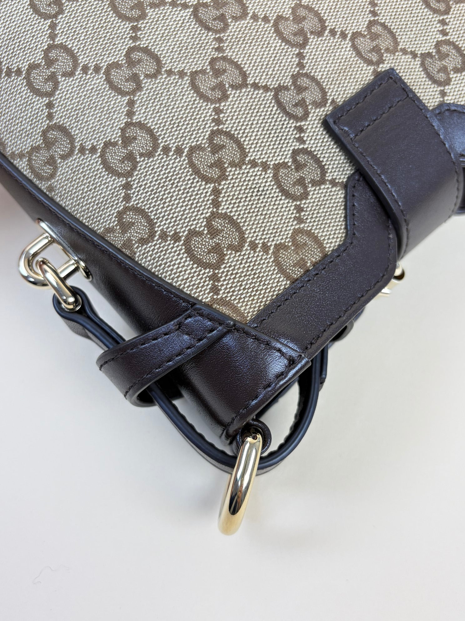 Gucci Monogram Dark Brown GG Supreme Mini Shadow Bucket Bag