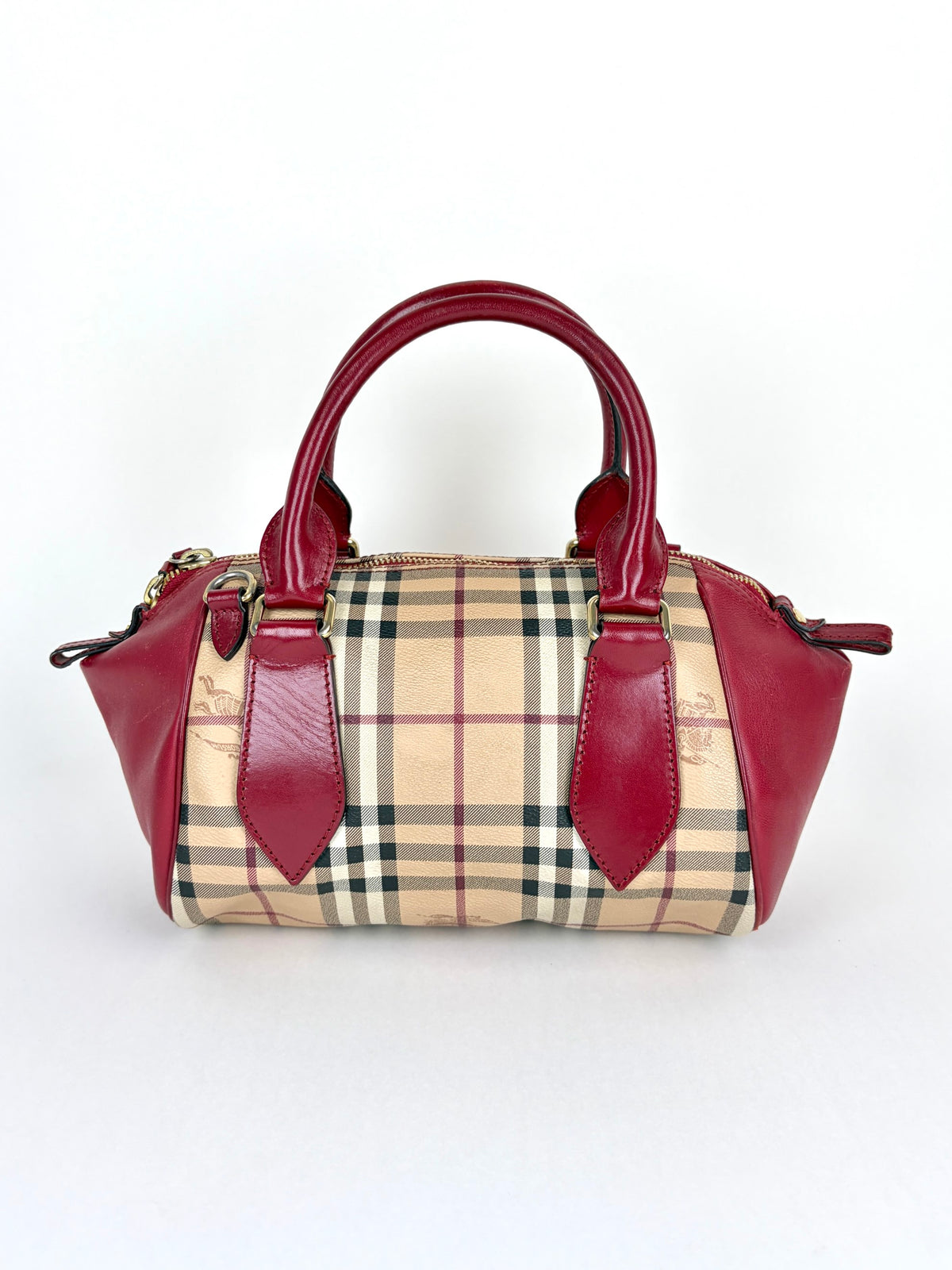 Burberry red leather small Blaze Haymarket Tote Bag