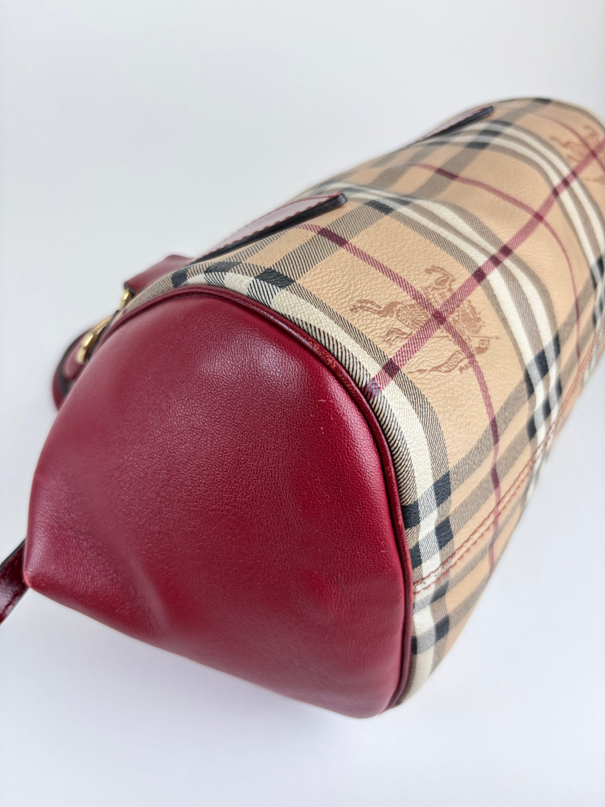 Burberry red leather small Blaze Haymarket Tote Bag