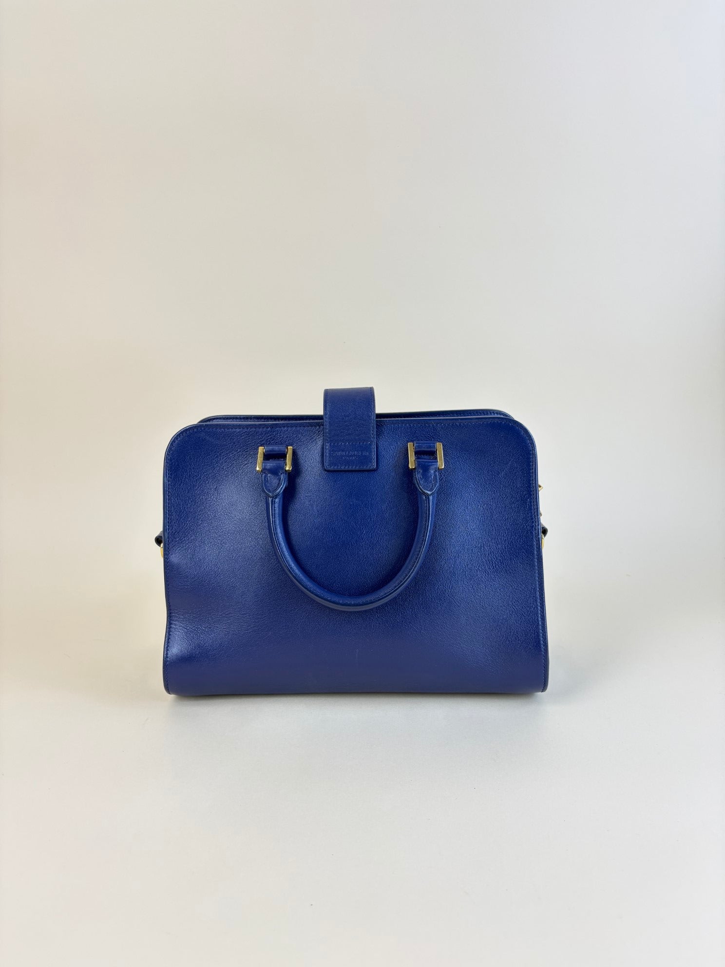 YSL blue calfskin Monogram Baby Cabas Bag