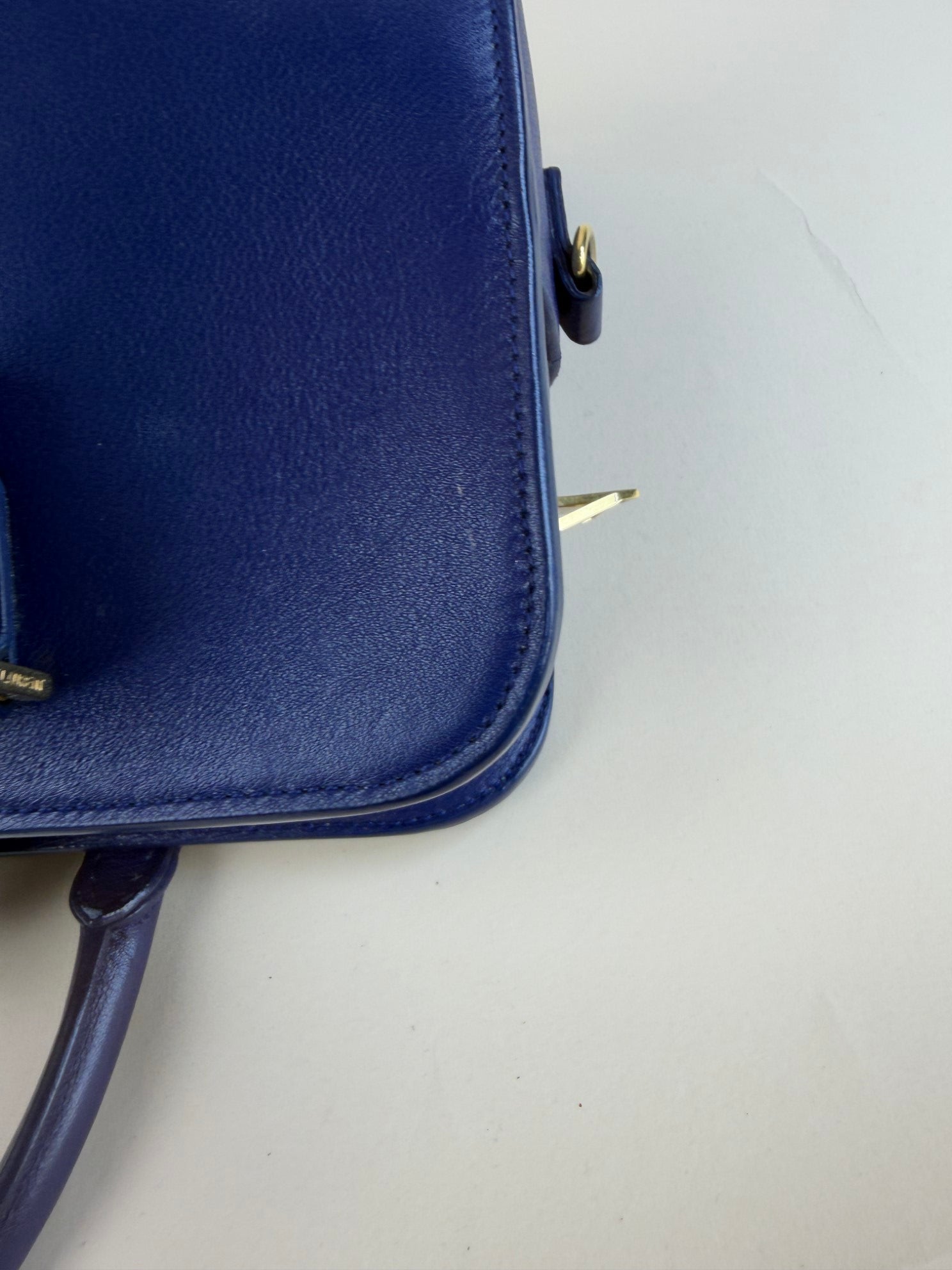 YSL blue calfskin Monogram Baby Cabas Bag