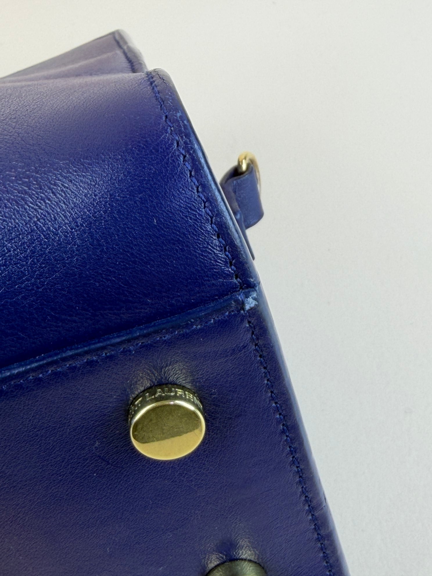 YSL blue calfskin Monogram Baby Cabas Bag