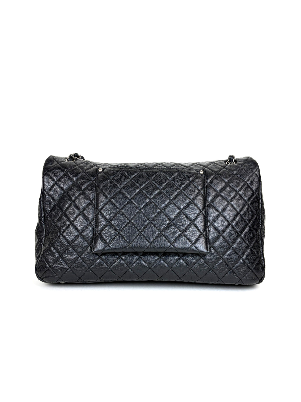 CHANEL black grained calfskin quilted xxl travel flap bag