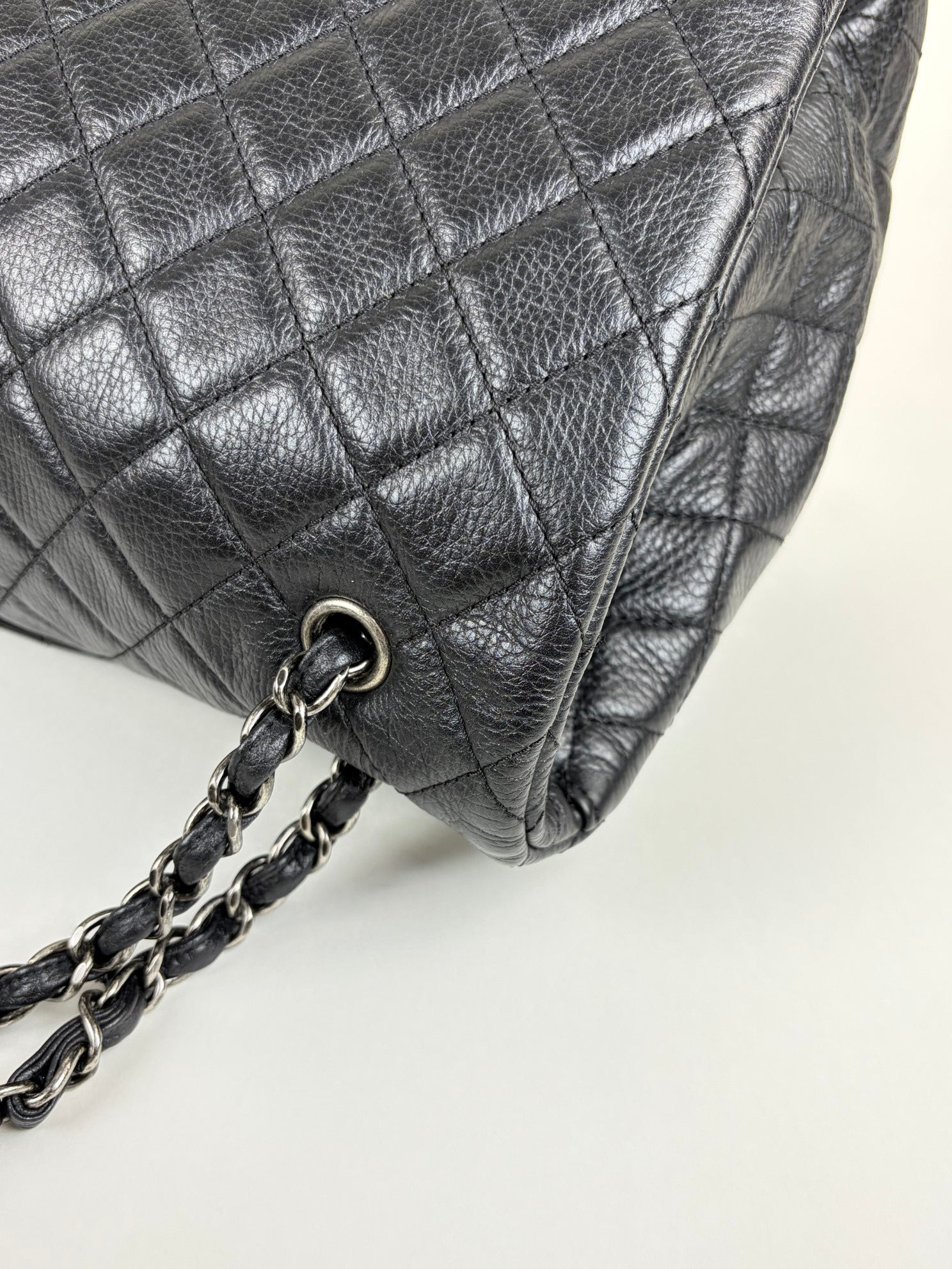 CHANEL black grained calfskin quilted xxl travel flap bag