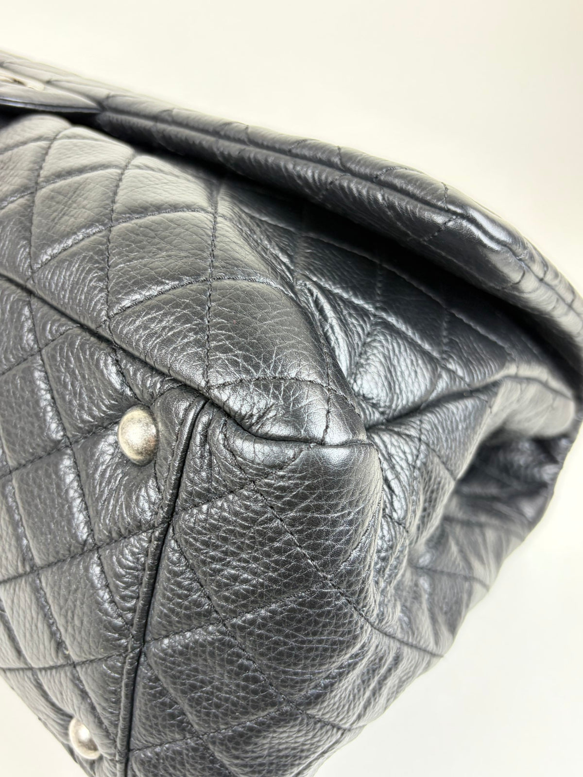 CHANEL black grained calfskin quilted xxl travel flap bag