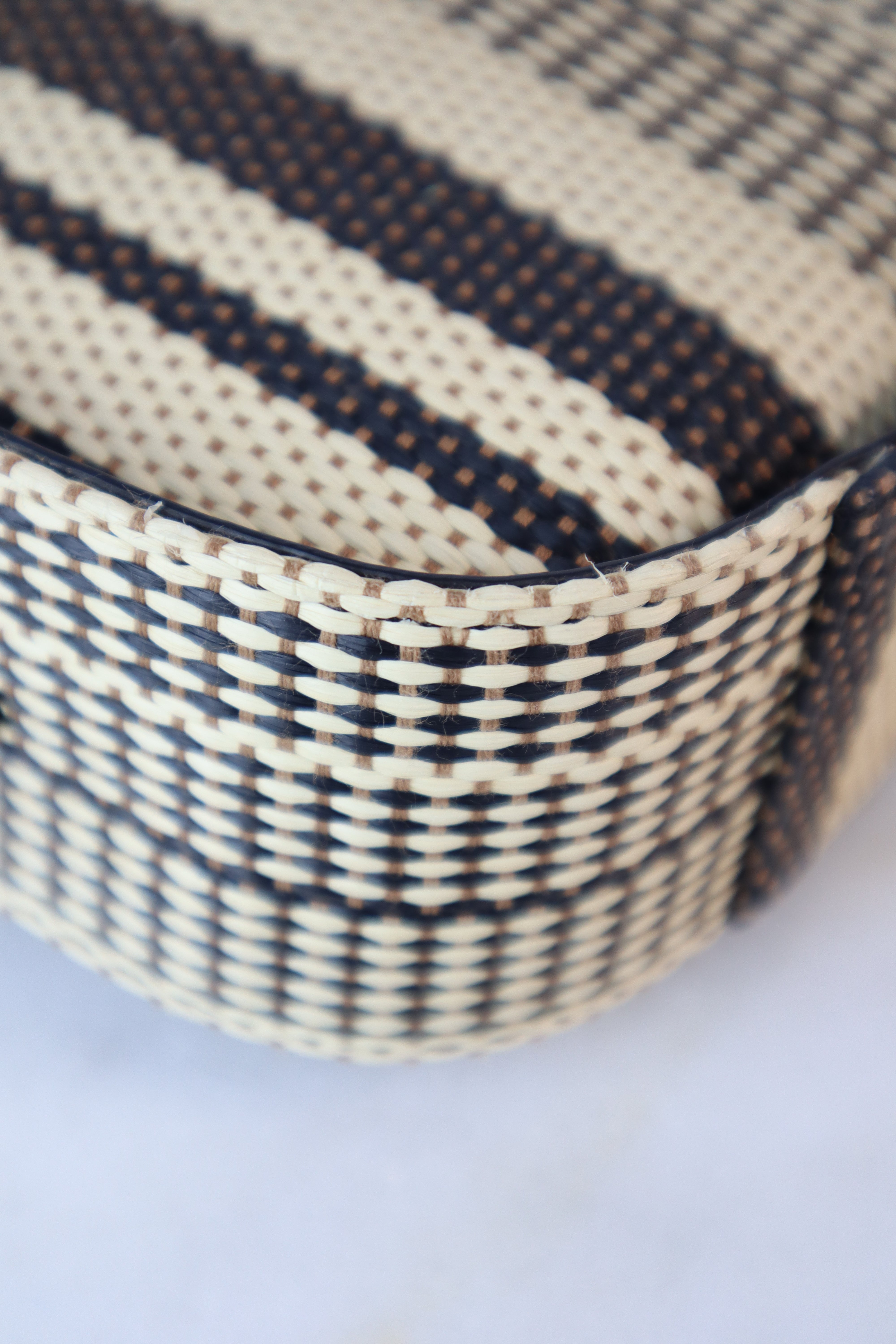 Stella Mccartney Bicolor Eco Small Raffia Striped Logo Camera Crossbody Bag