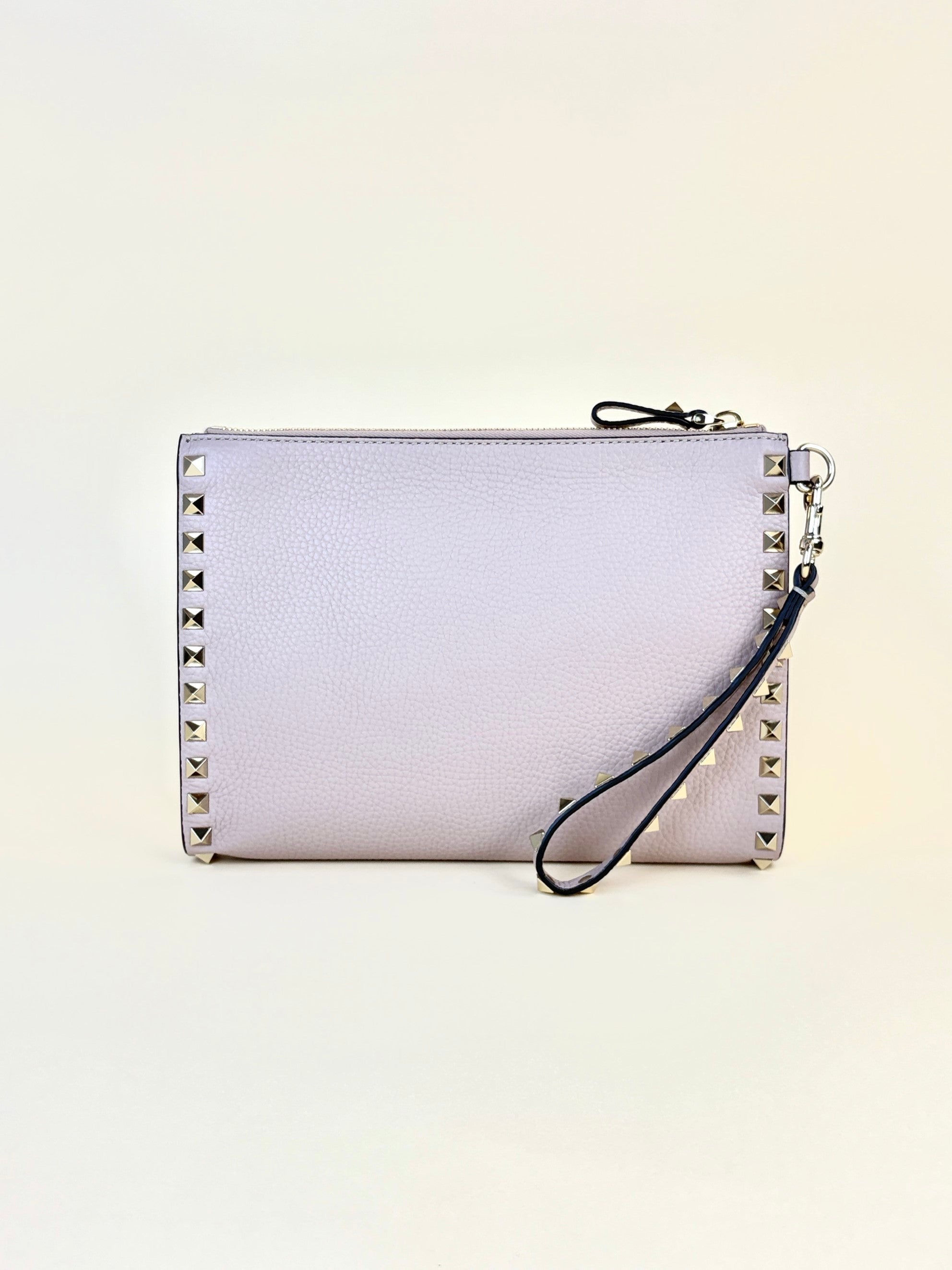Valentino euro nude pebbled Rock stud Zipped pouch