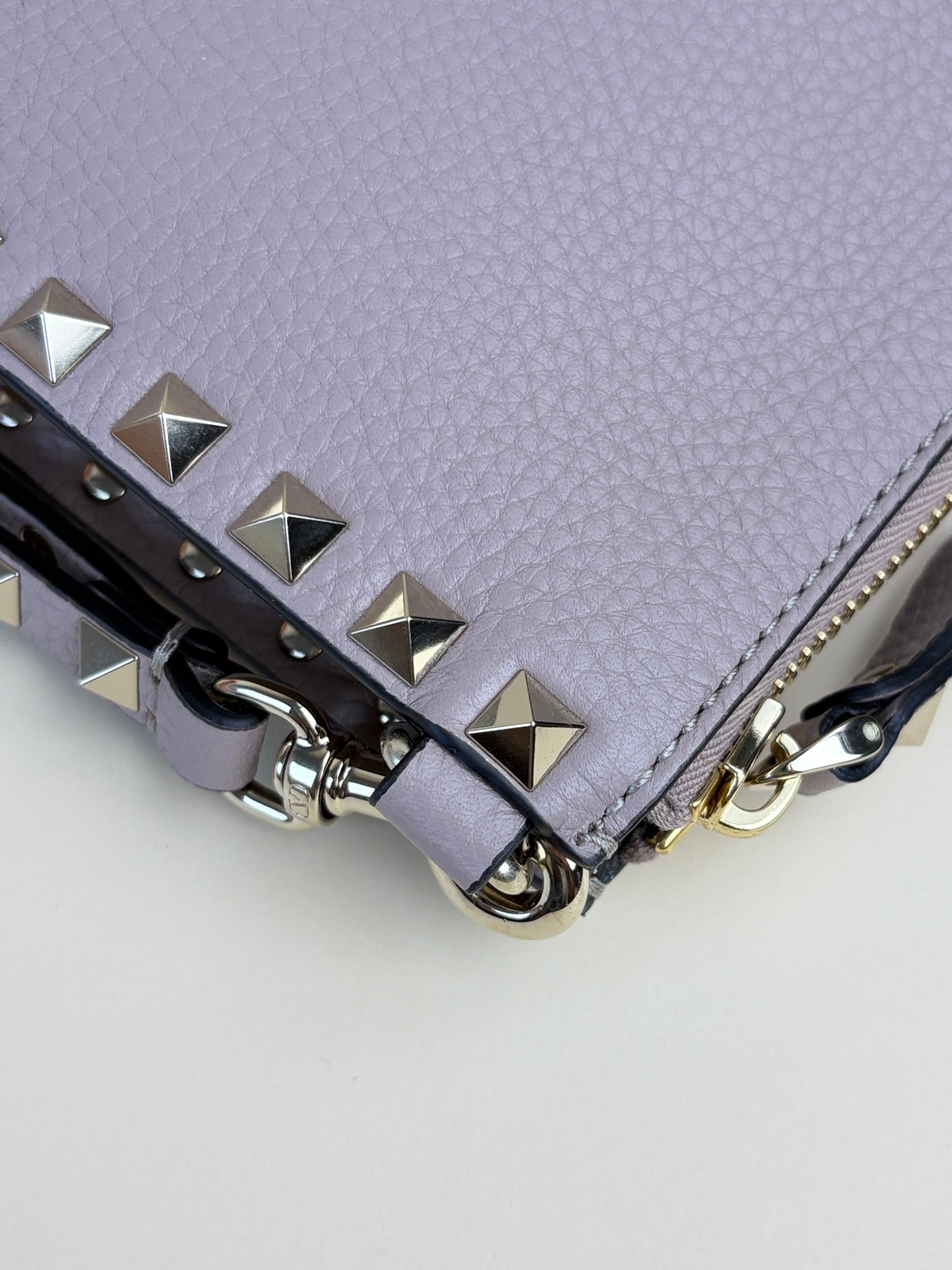 Valentino euro nude pebbled Rock stud Zipped Clutch