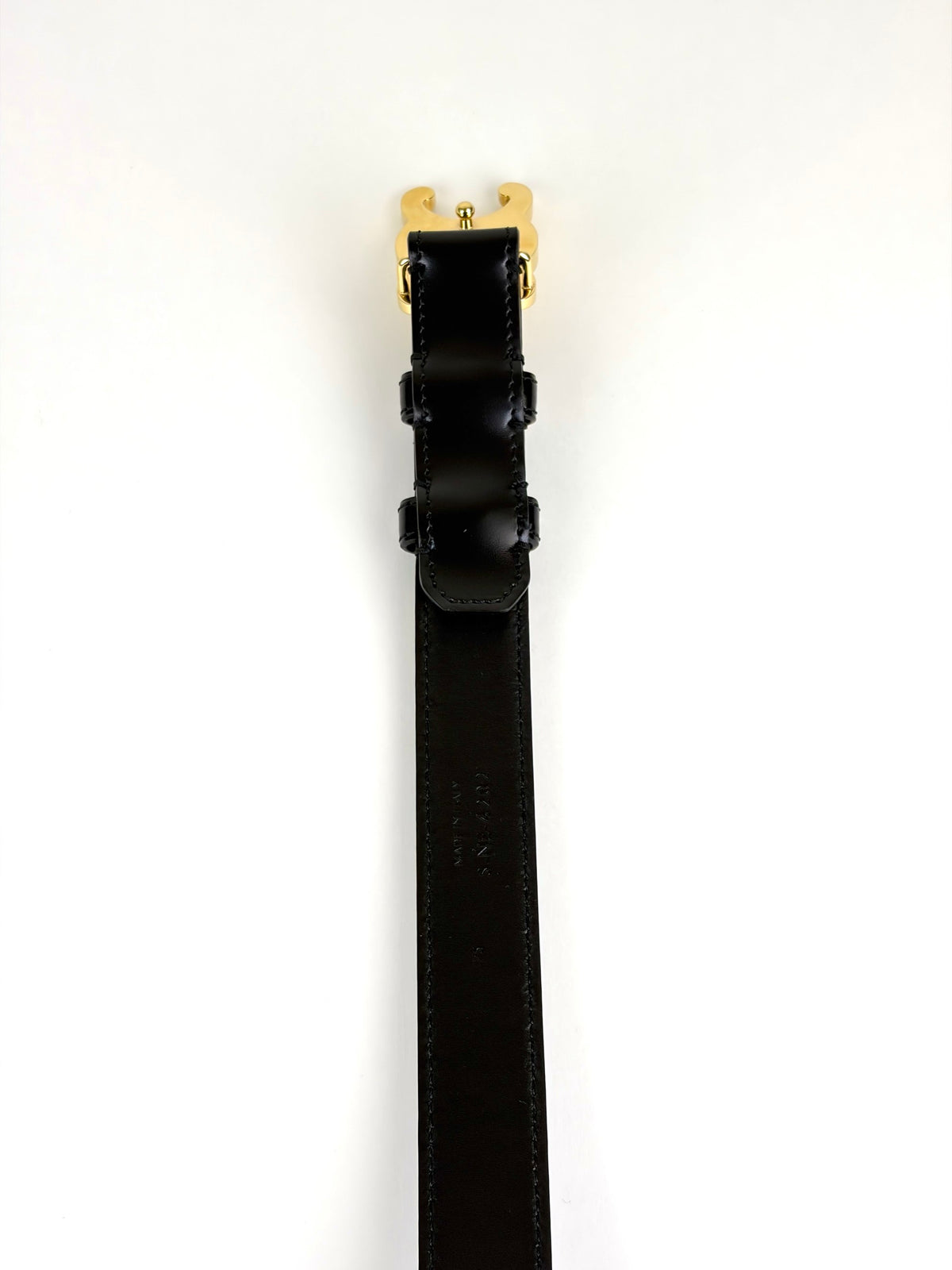 Celine black taurillon leather triomphe 25mm belt
