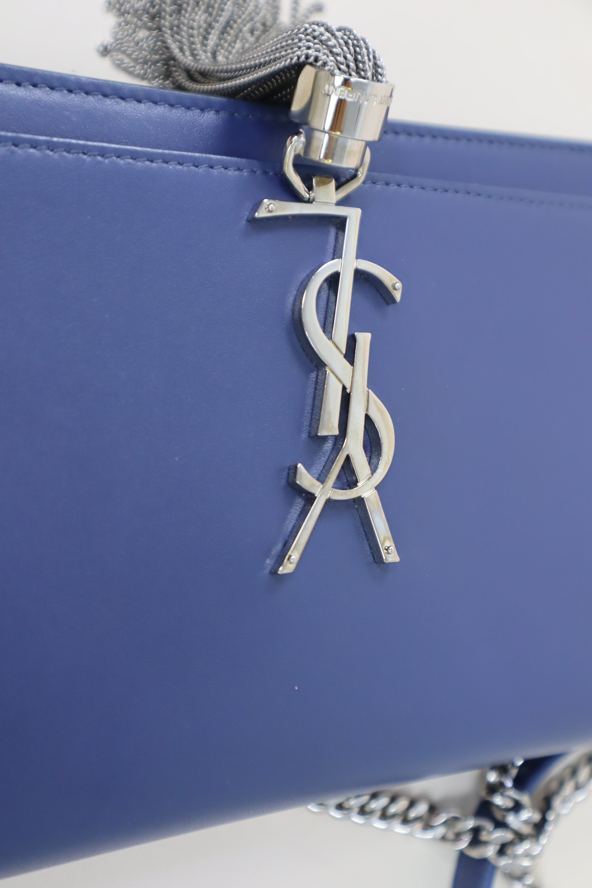 YSL Blue Kate Tassel Chain Wallet