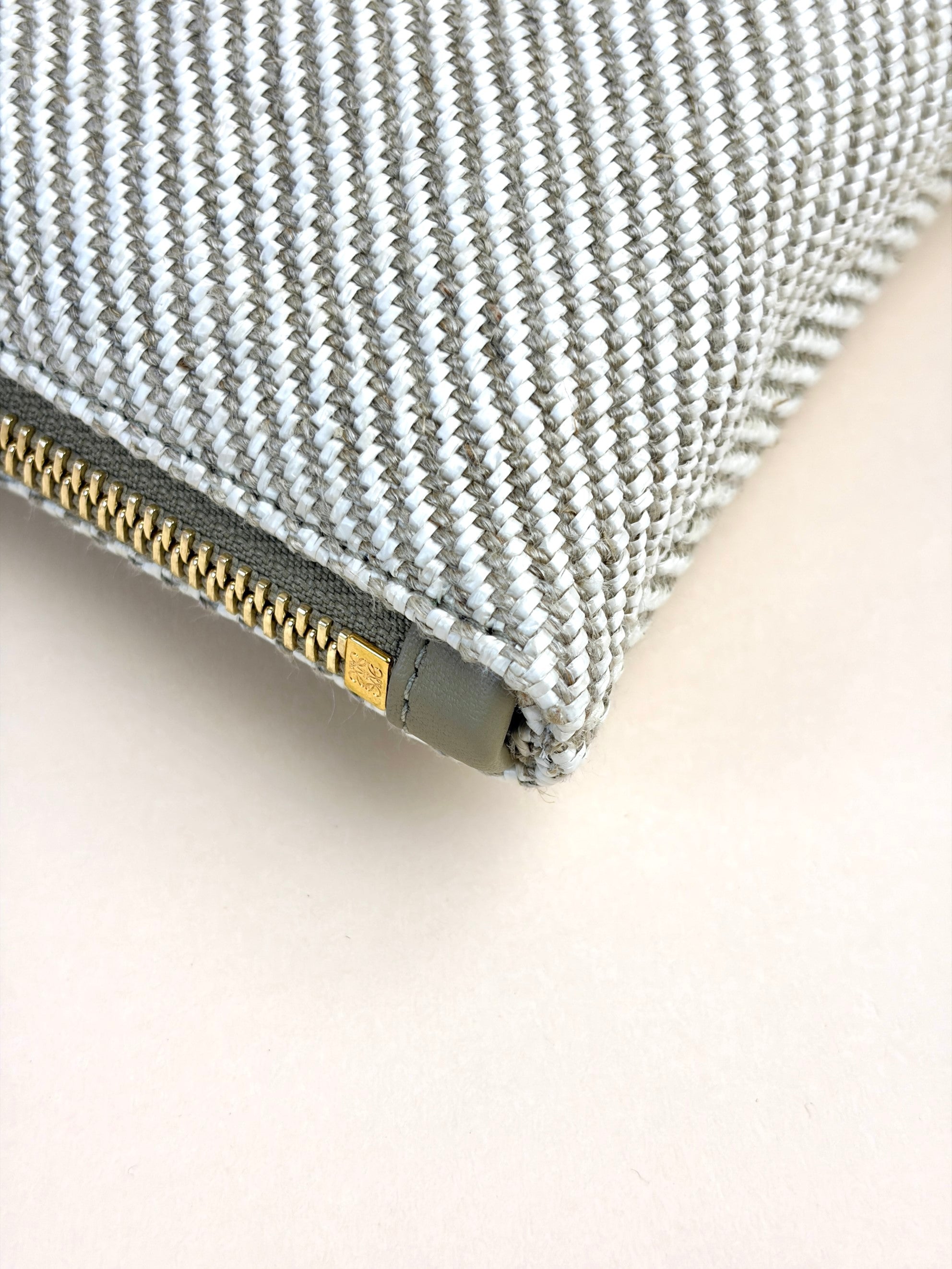 Loewe beige jacquard canvas oblong pouch