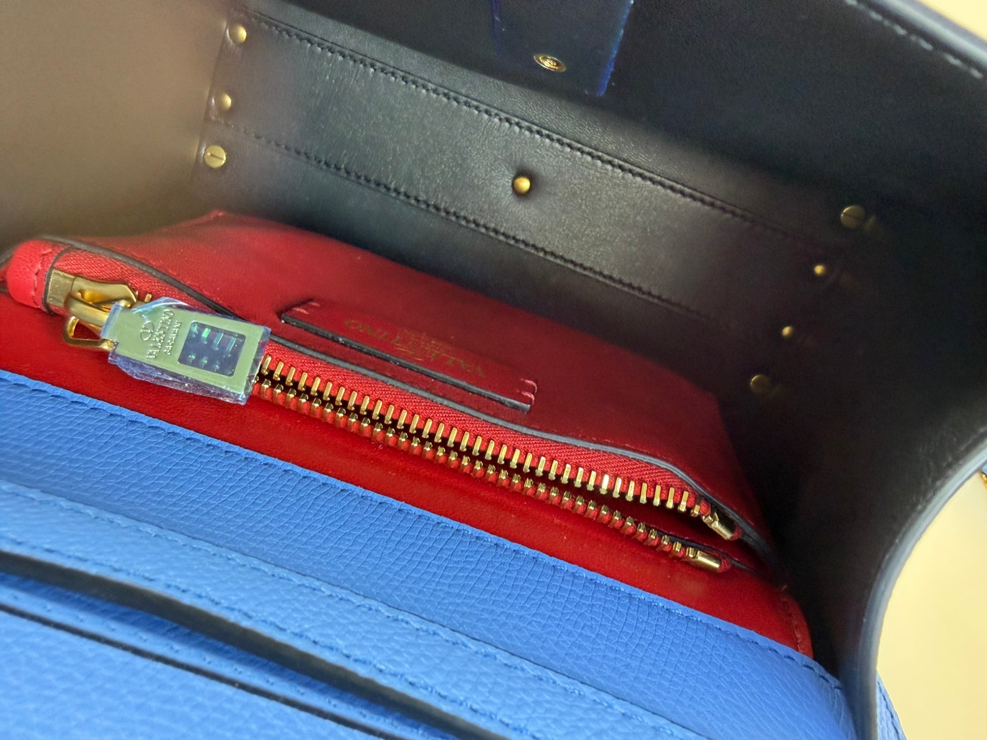 Valentino small blue vsling grainy calfskin handbag