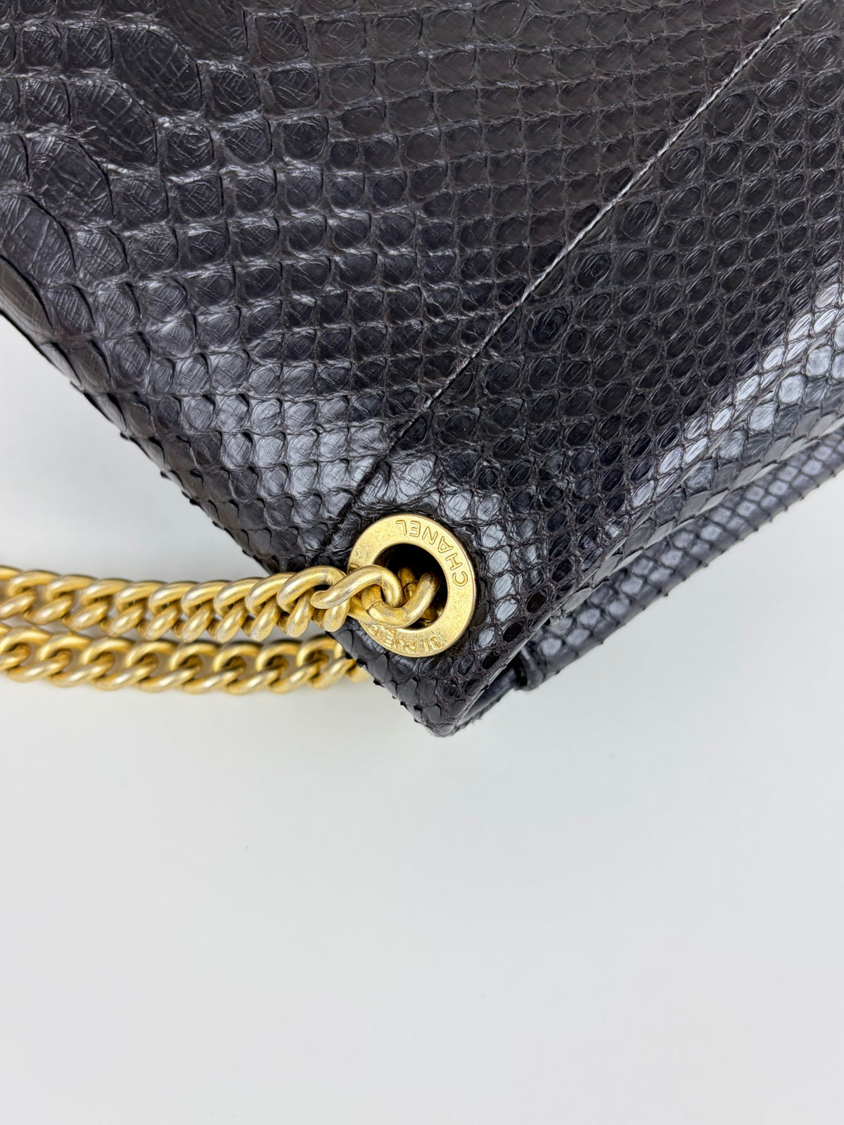 Chanel Black python cc flap bag