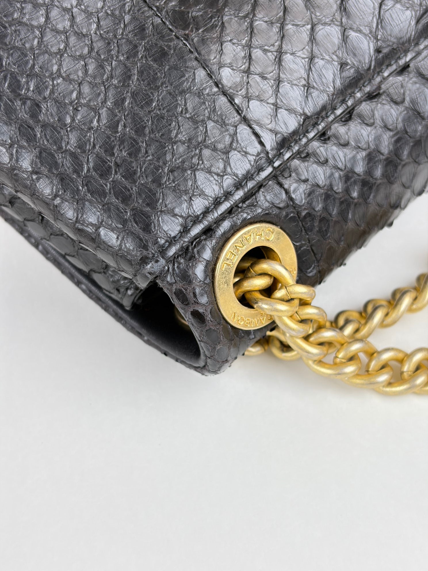 Chanel Black python cc flap bag
