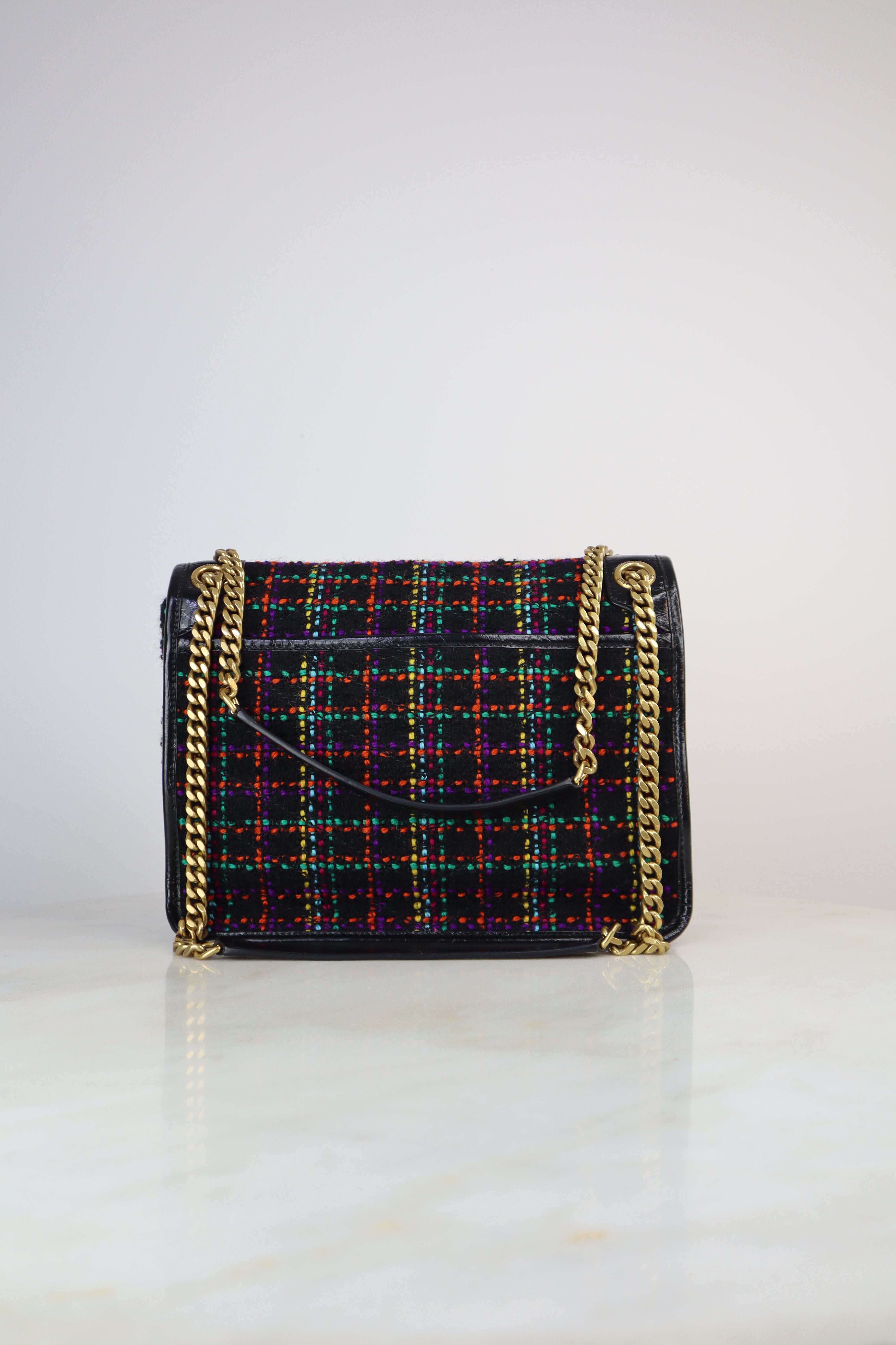YSL Multicolor Fabric Medium Tweed Niki Bag