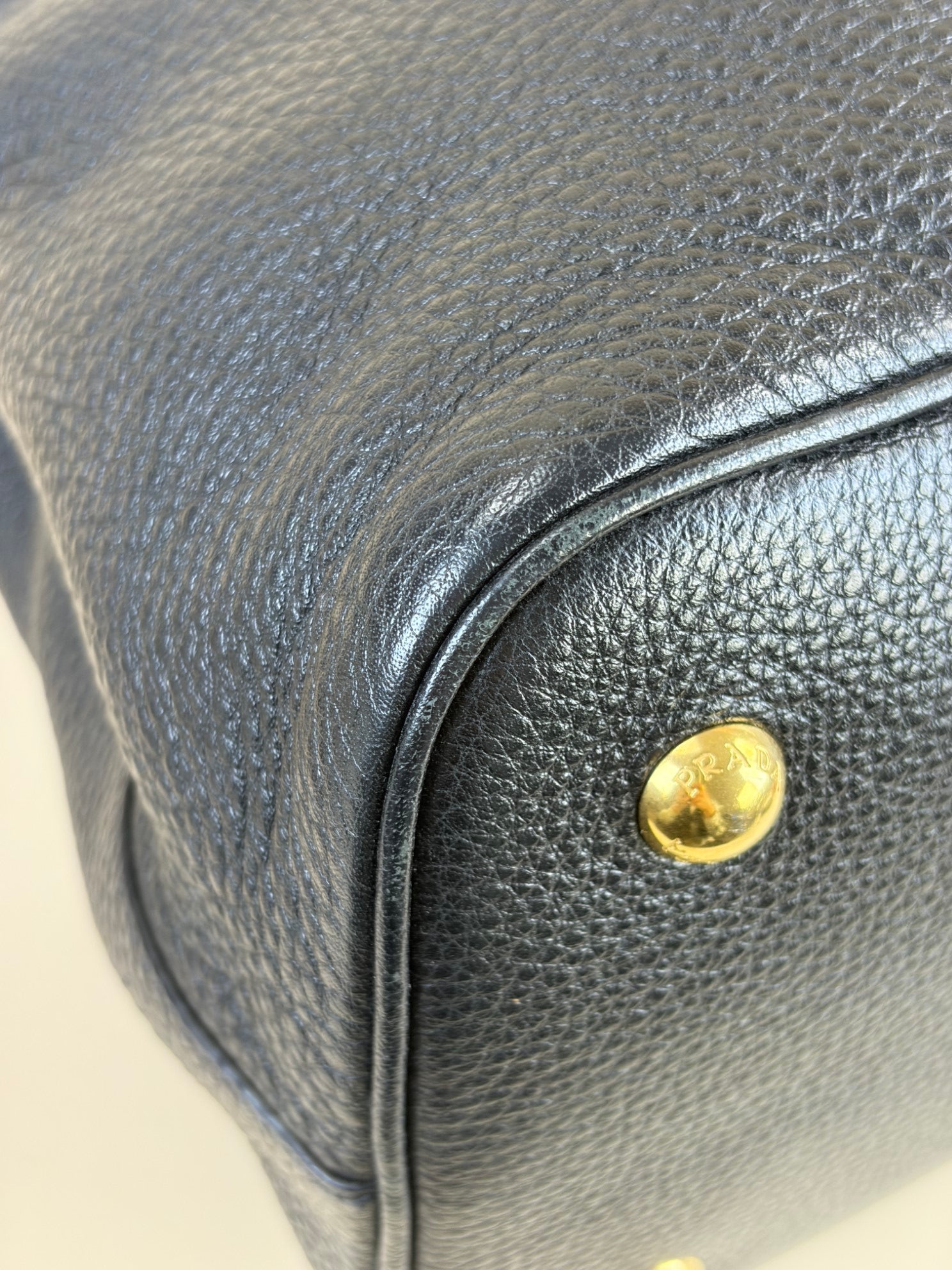 Prada small black vitello danio leather