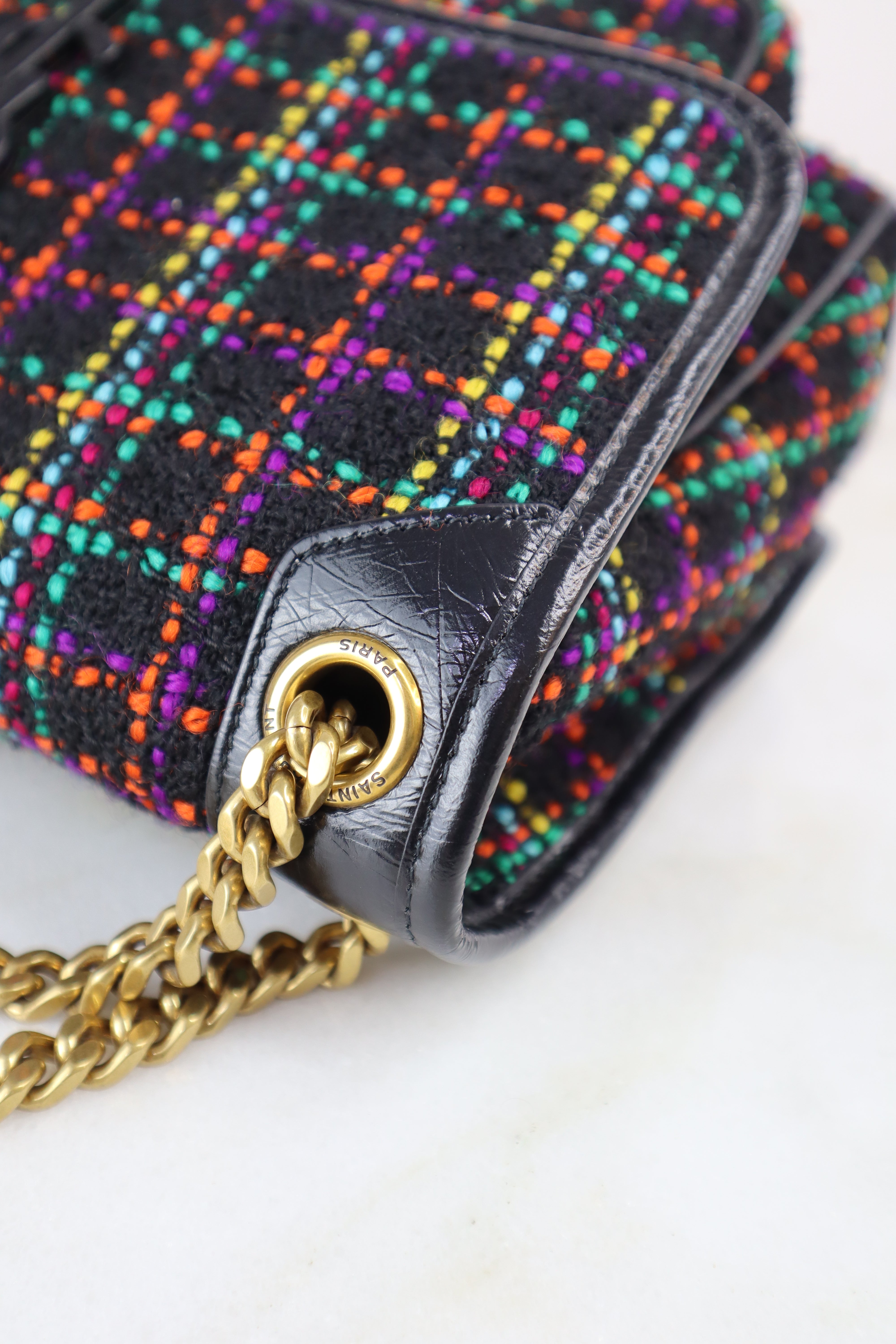 YSL Multicolor Fabric Medium Tweed Niki Bag