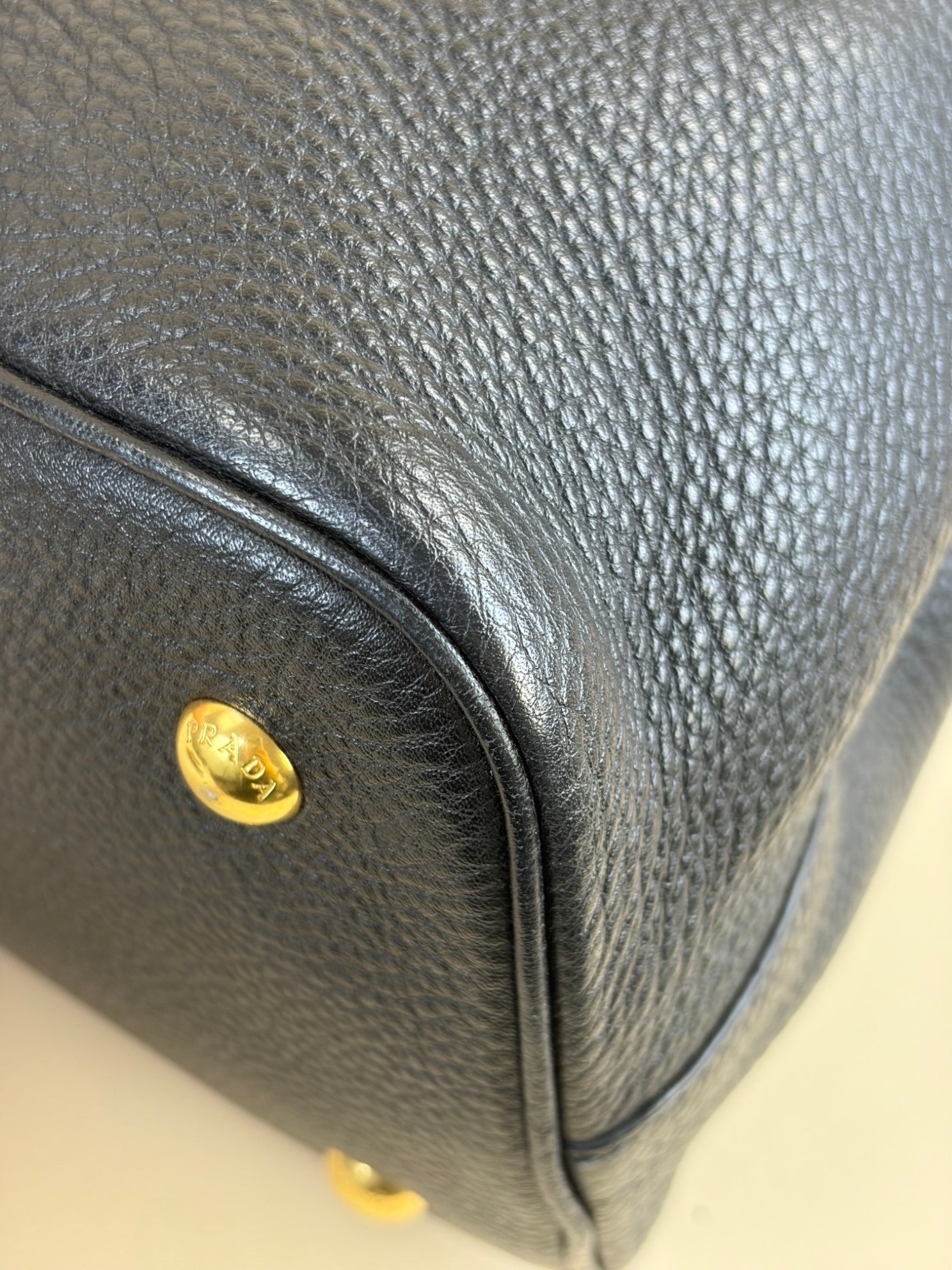 Prada small black vitello danio leather