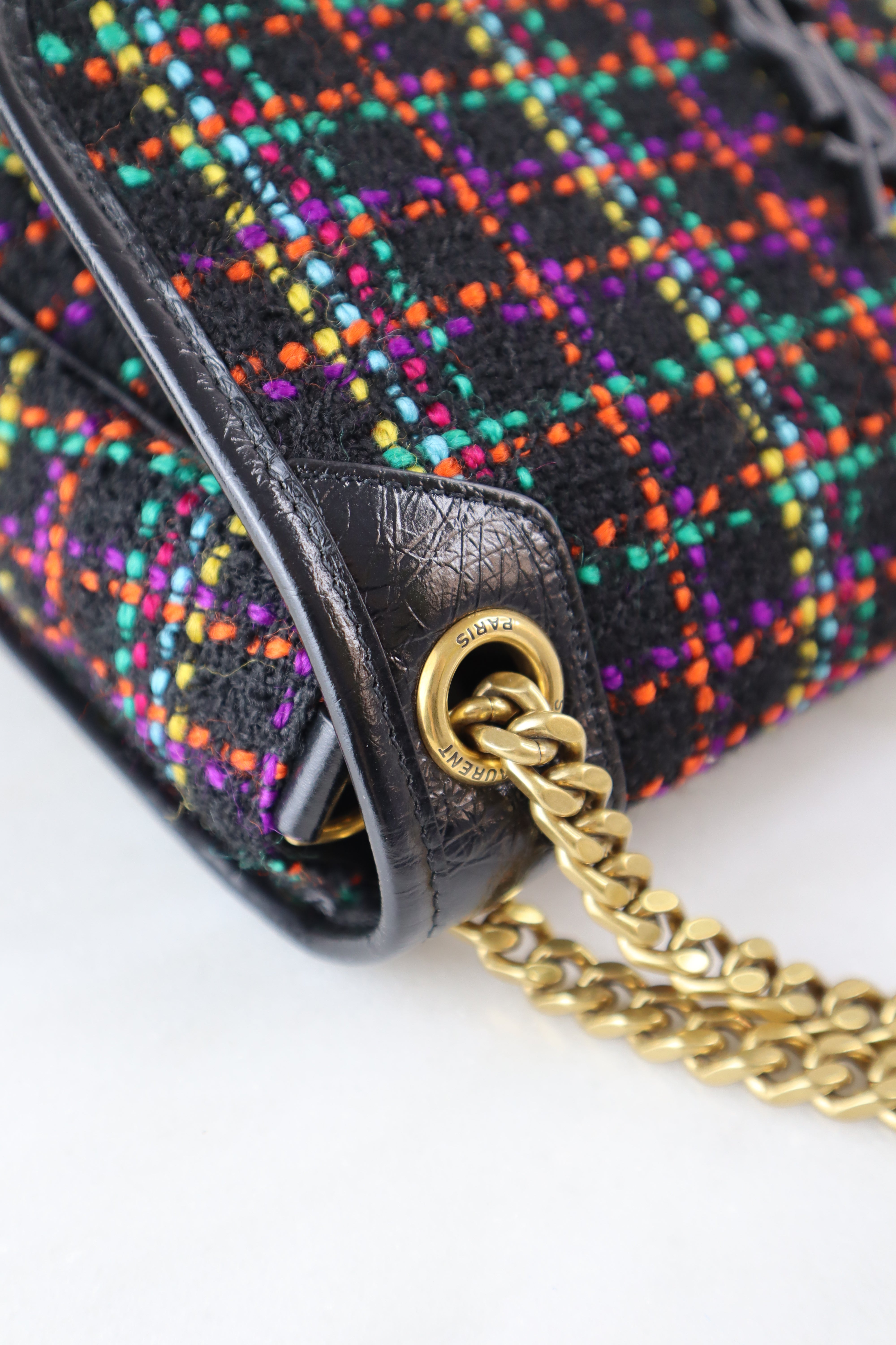 YSL Multicolor Fabric Medium Tweed Niki Bag