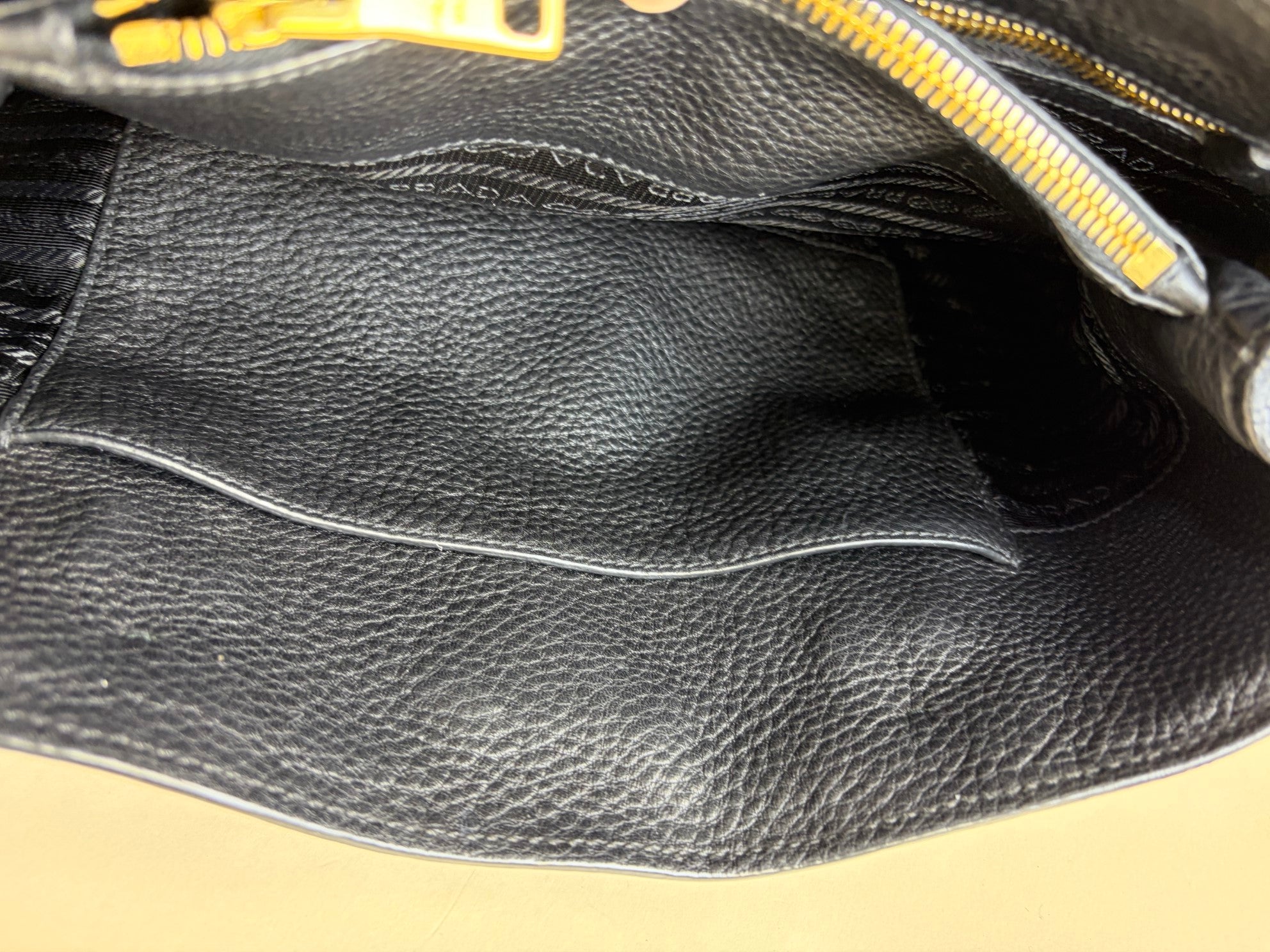 Prada small black vitello danio leather