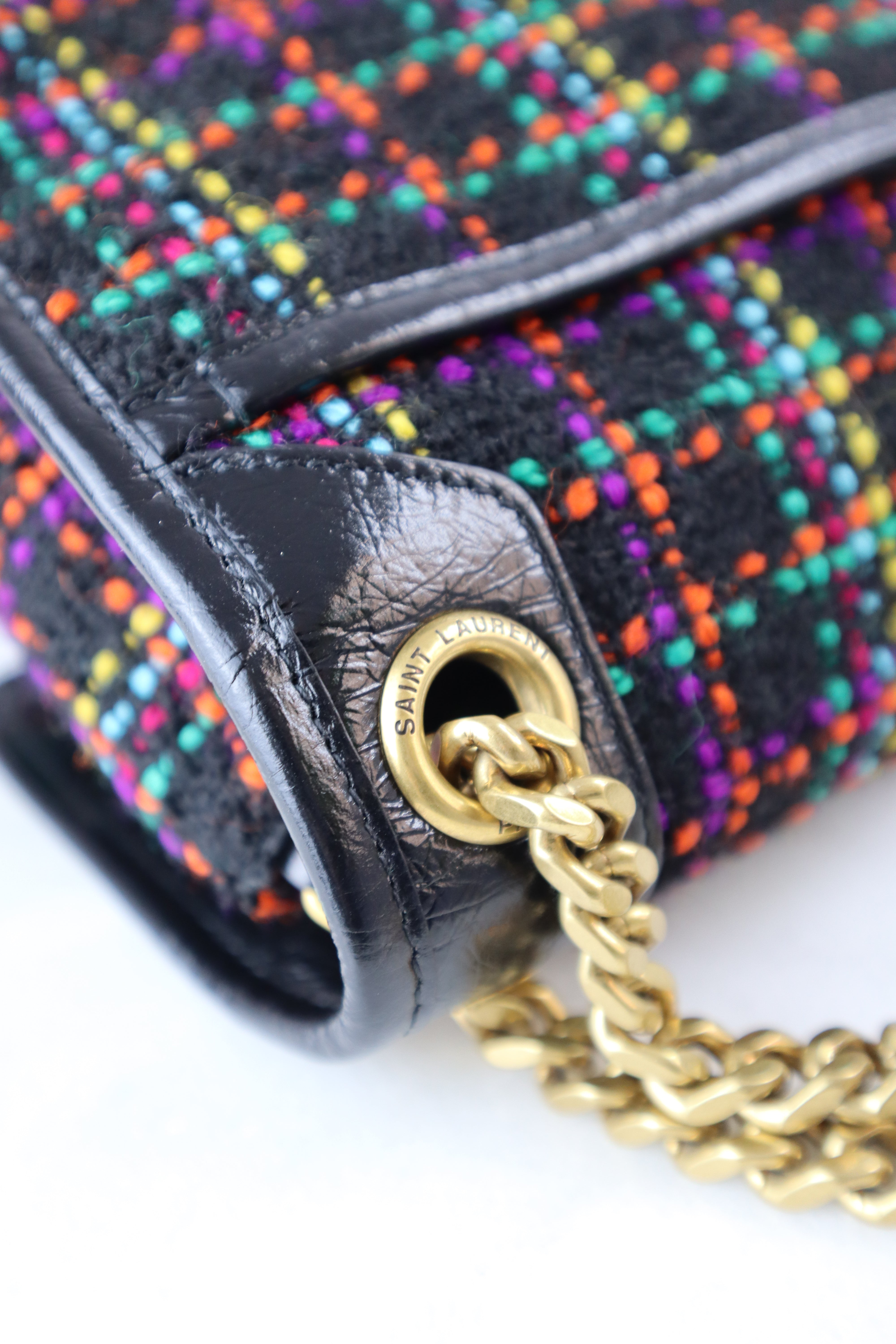 YSL Multicolor Fabric Medium Tweed Niki Bag