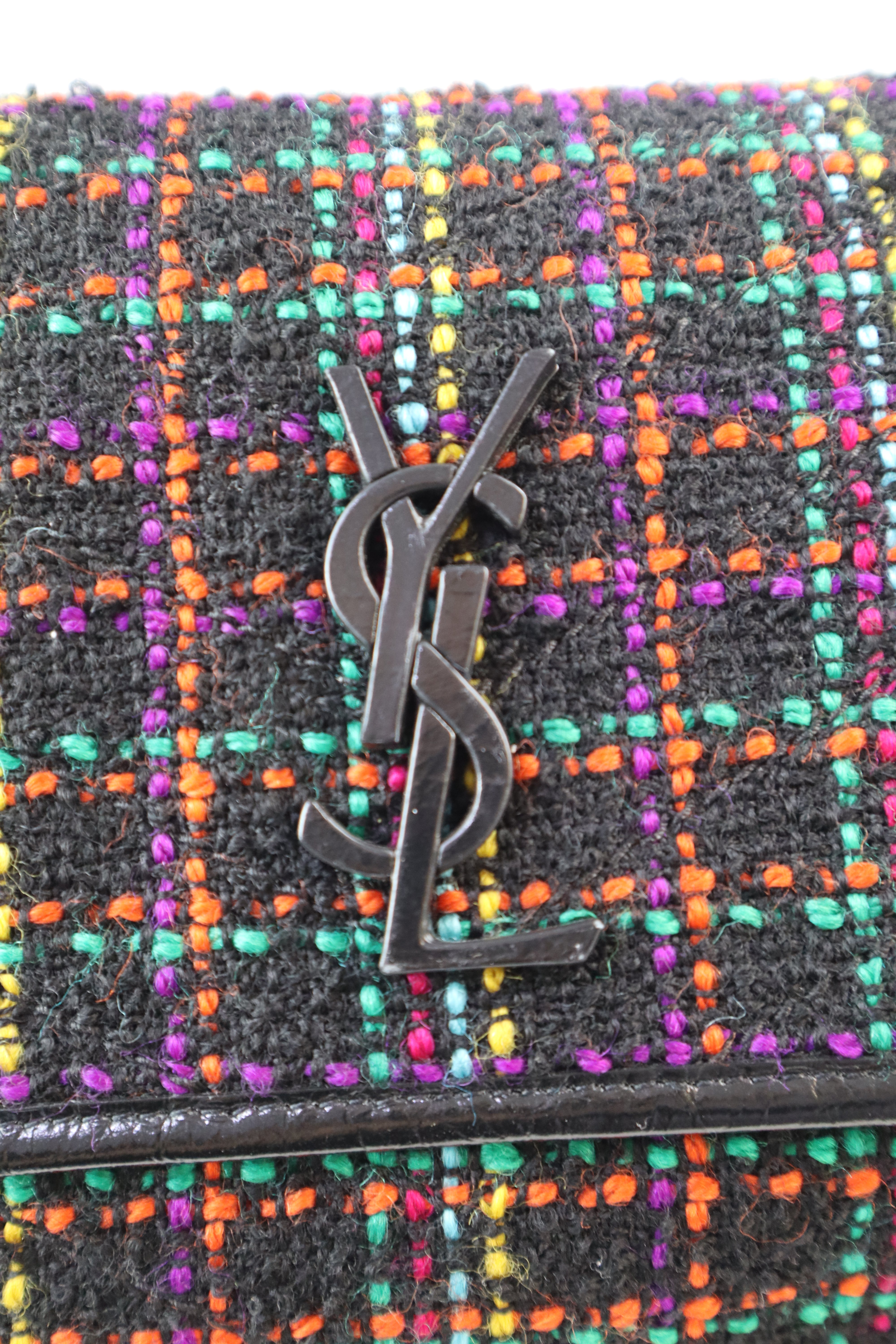 YSL Multicolor Fabric Medium Tweed Niki Bag