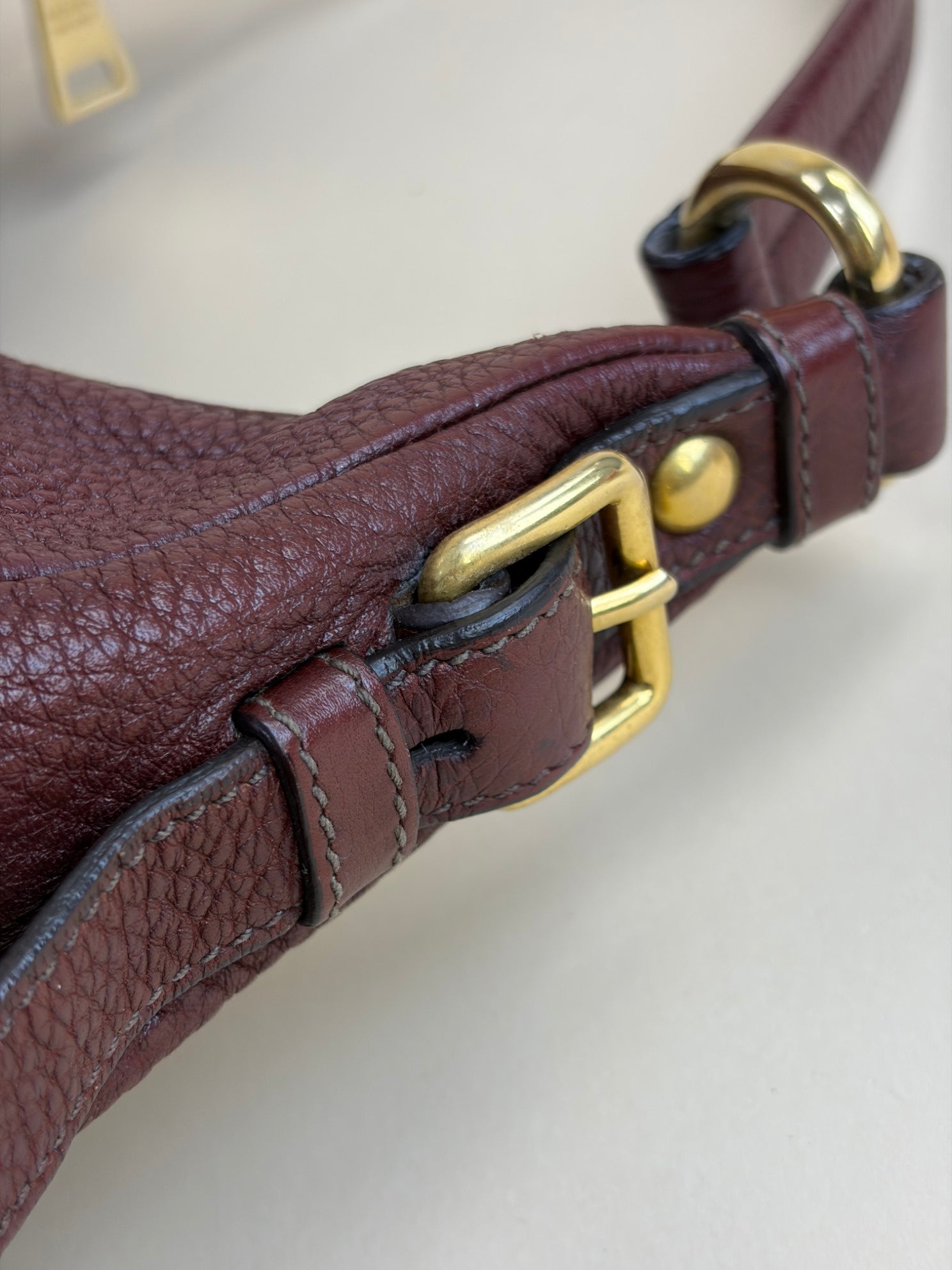 Prada burgundy Vitello Daino Hobo Bag