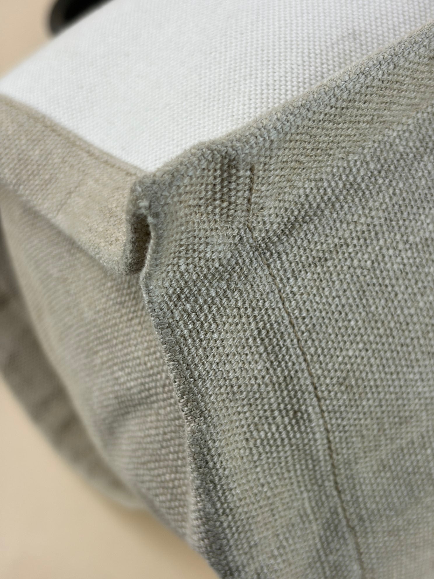 YSL Bicolor Linen Small Rive Gauche Greggio Tote Bag