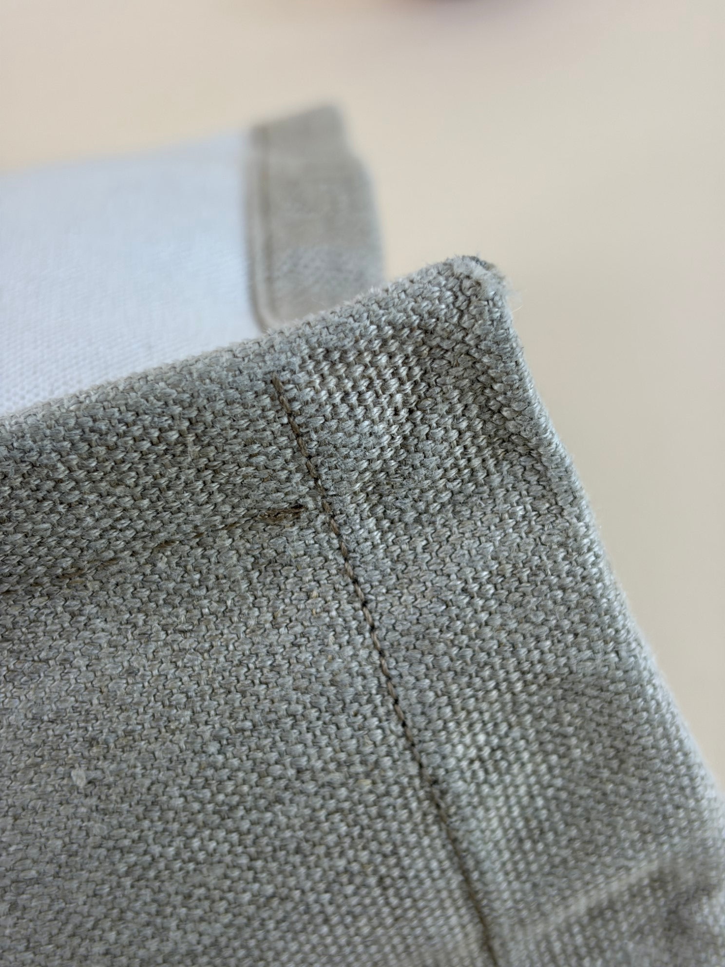 YSL Bicolor Linen Small Rive Gauche Greggio Tote Bag