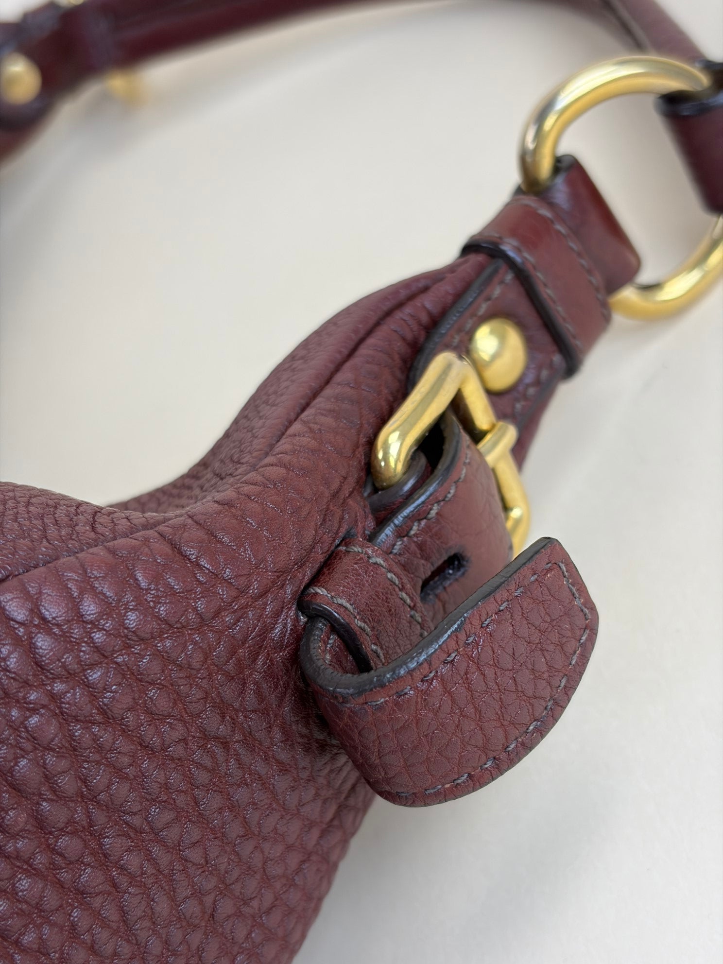 Prada burgundy Vitello Daino Hobo Bag