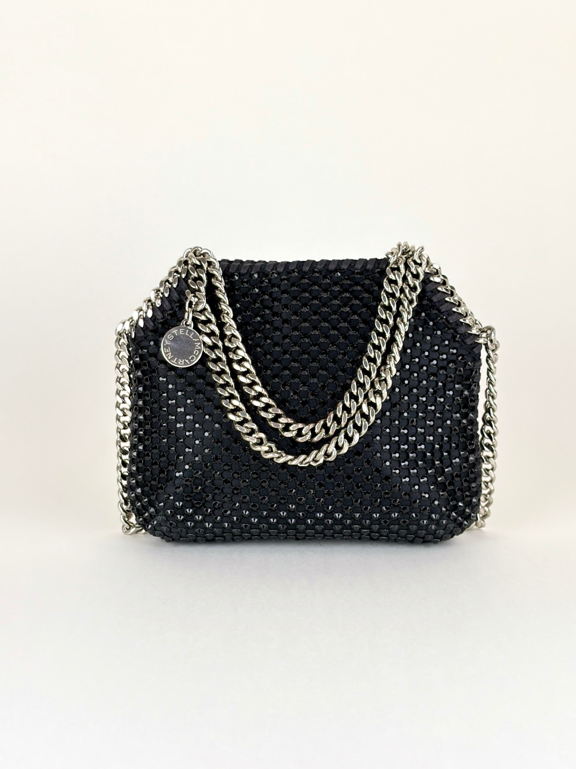 Stella McCartney black Falabella with crystals nano tote bag
