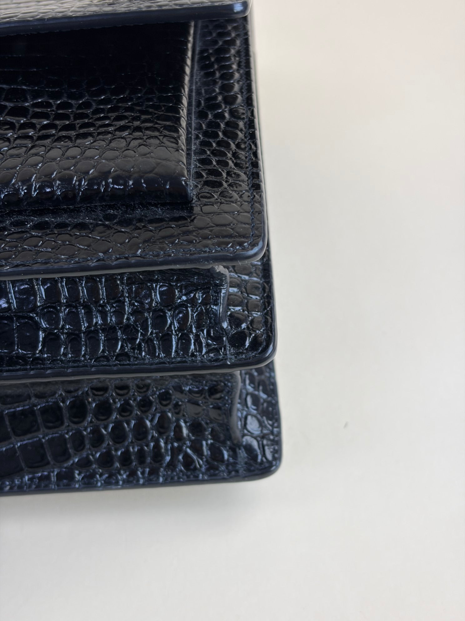 YSL Black Crocodile Embossed Large Bag