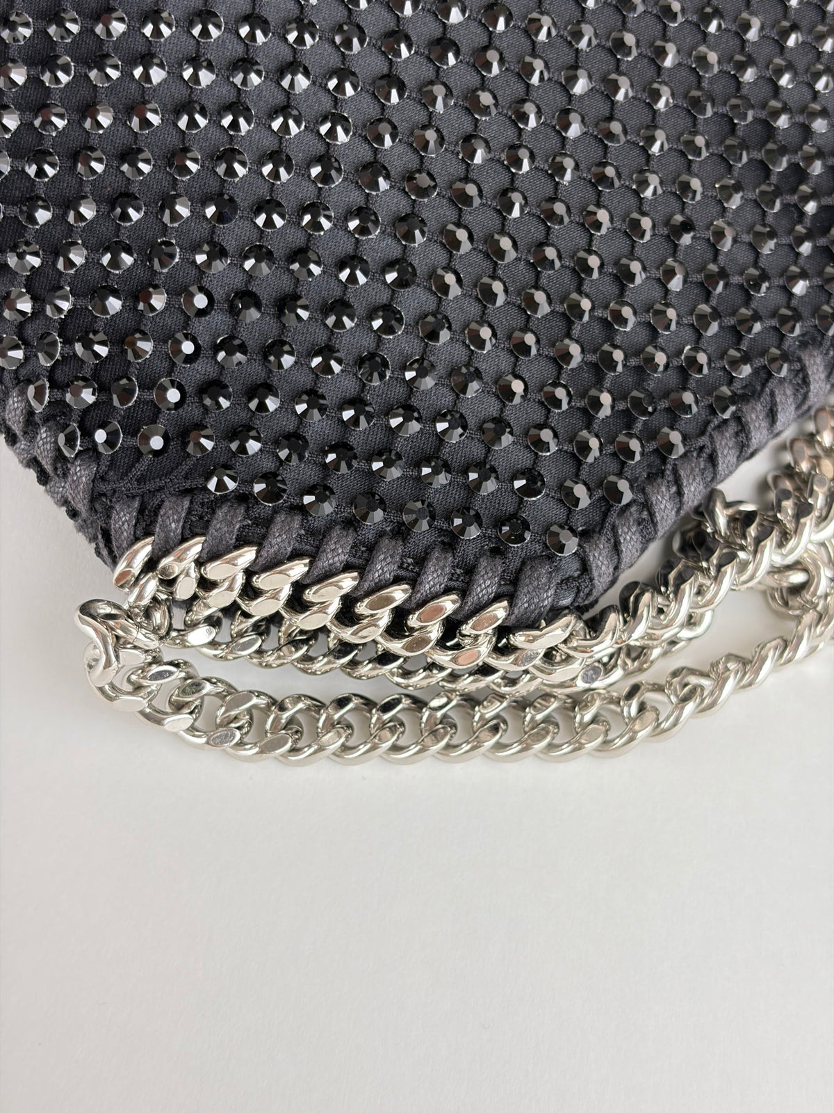 Stella McCartney black Falabella with crystals nano tote bag
