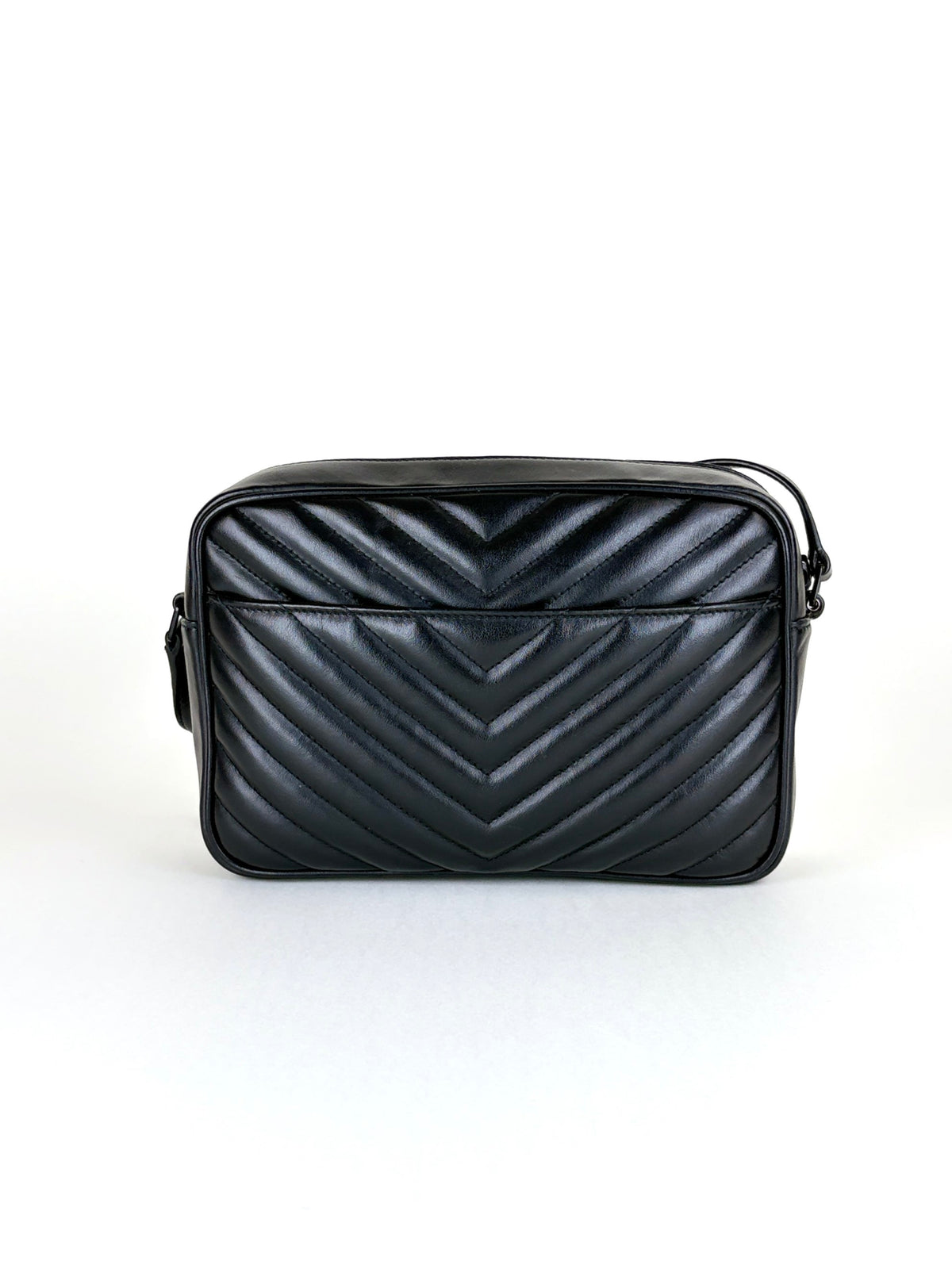 YSL black calfskin matelasse monogram lou camera bag