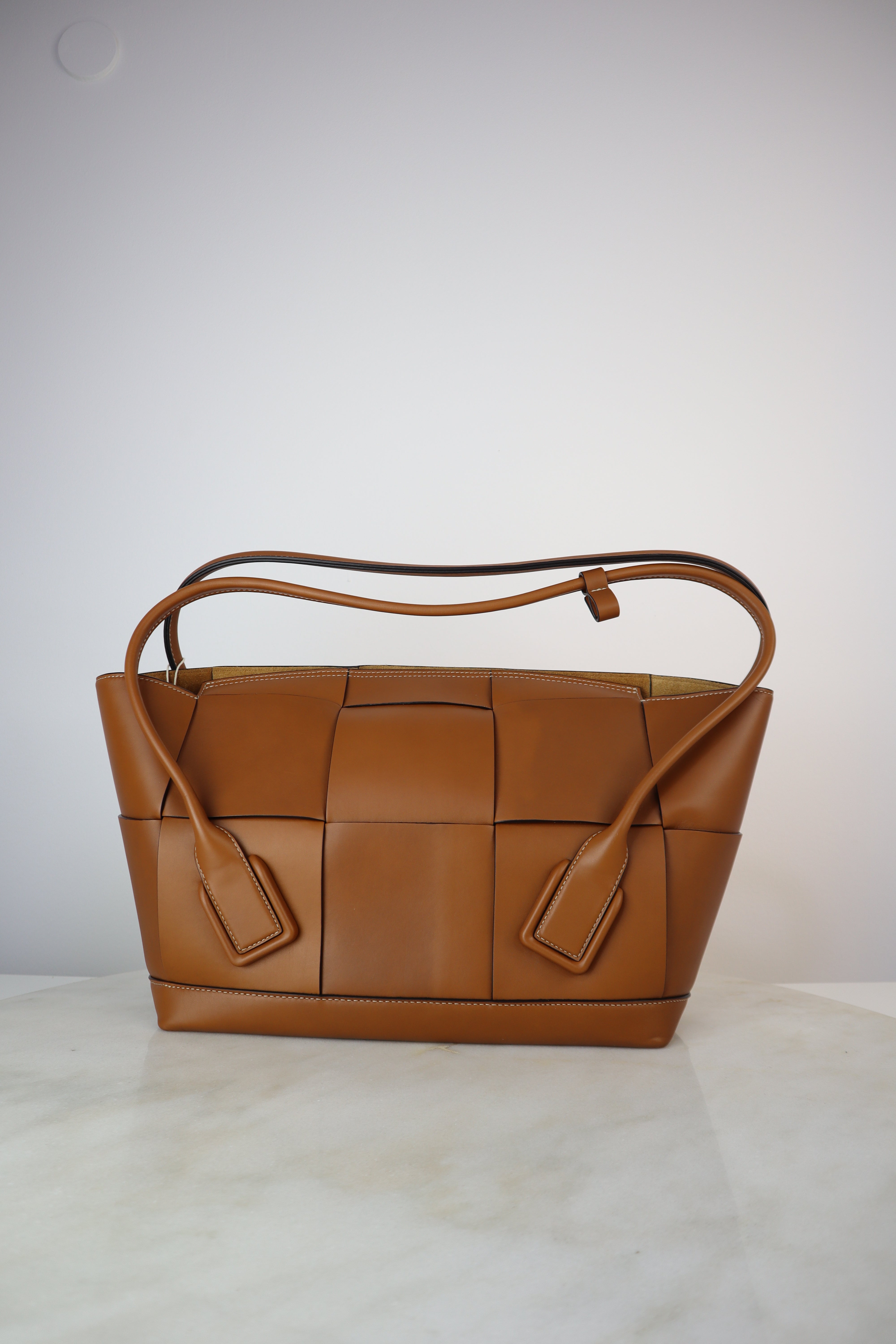 Bottega Veneta Camel Arco Medium Top Handle Bag